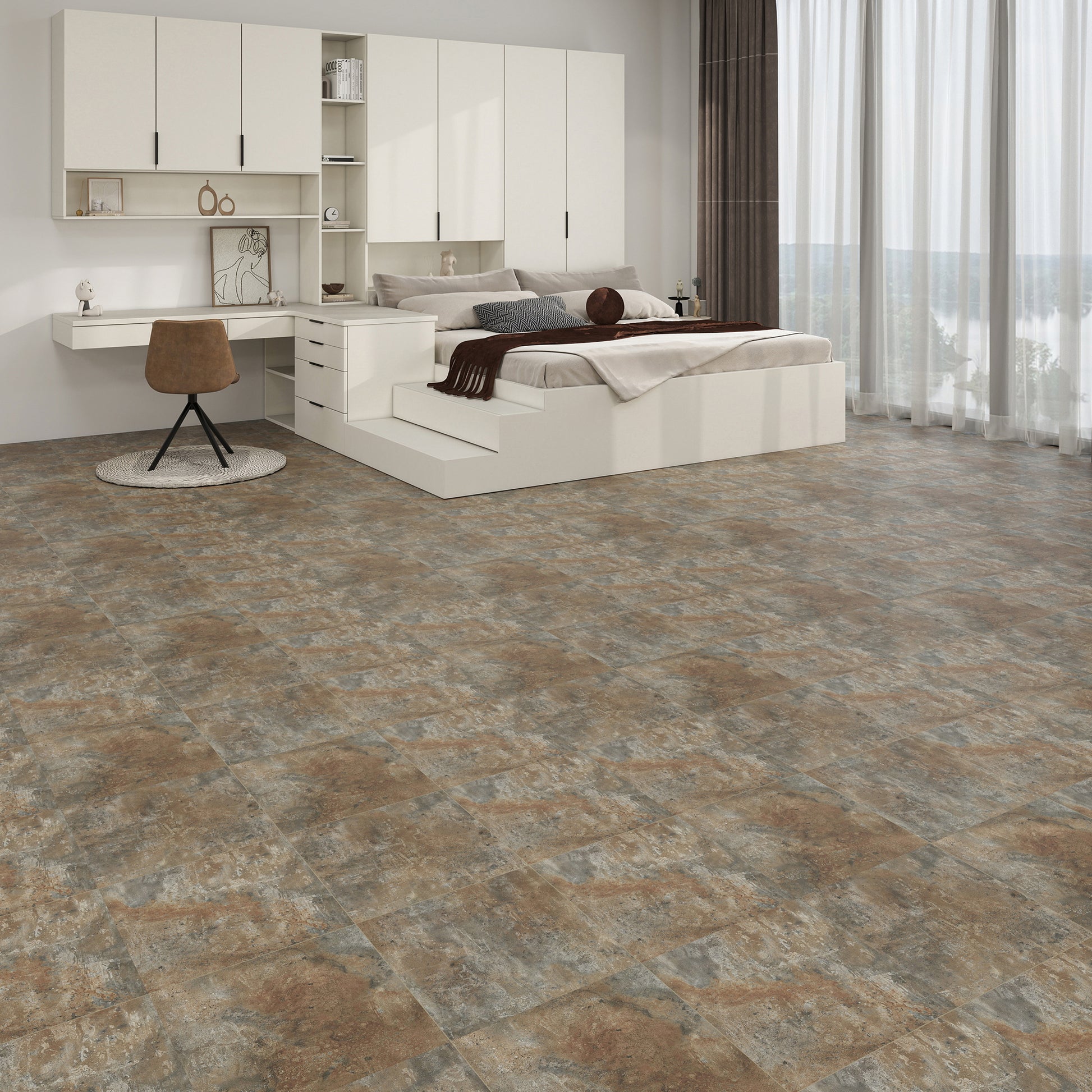 Rustic Earth -PEEL & STICK 150 Stick Vinyl Floor Tiles Self Adhesive Waterproof Clearance 12‘’ x 12‘’ - lifestyle photo