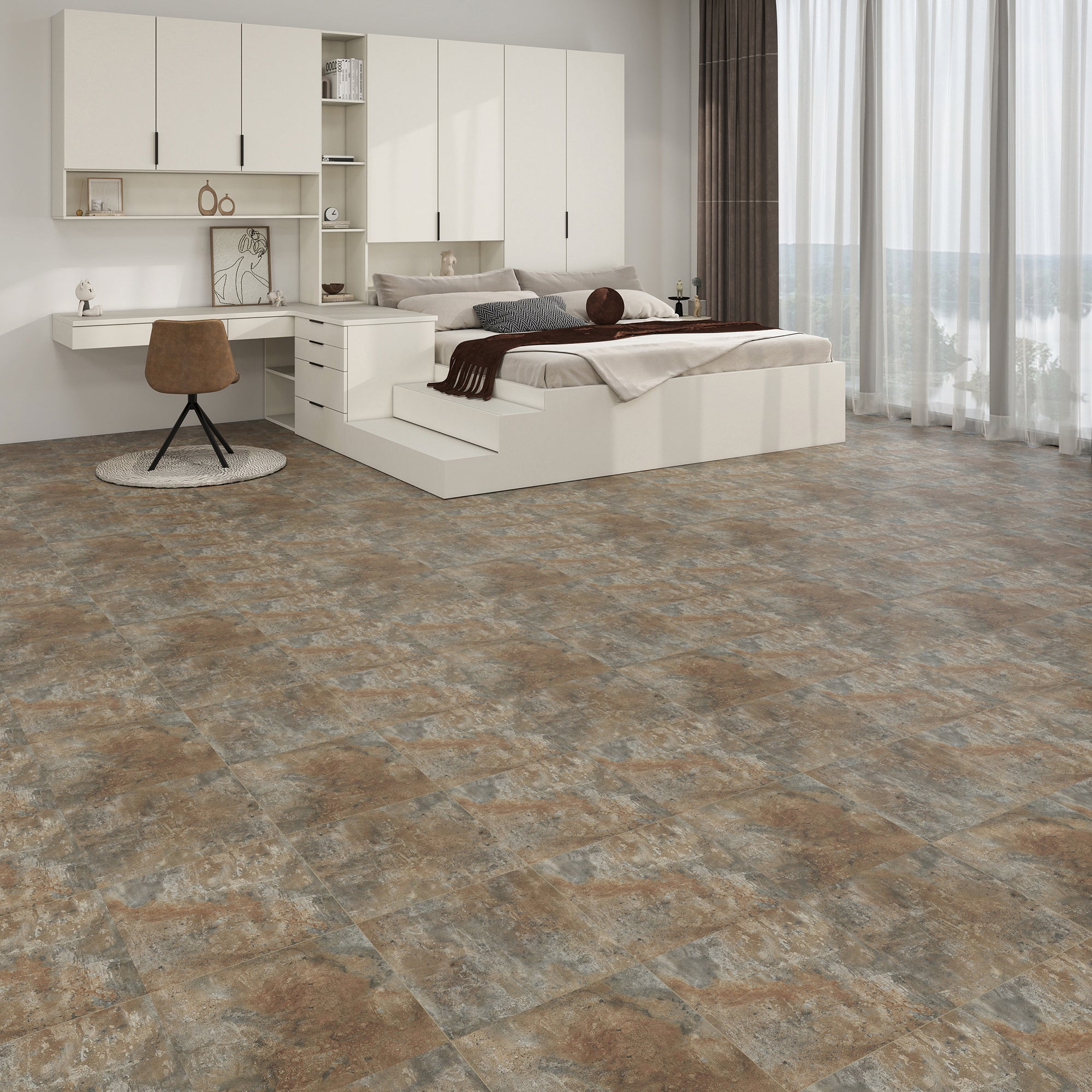 Rustic Earth -PEEL & STICK 150 Stick Vinyl Floor Tiles Self Adhesive Waterproof Clearance 12‘’ x 12‘’ - lifestyle photo