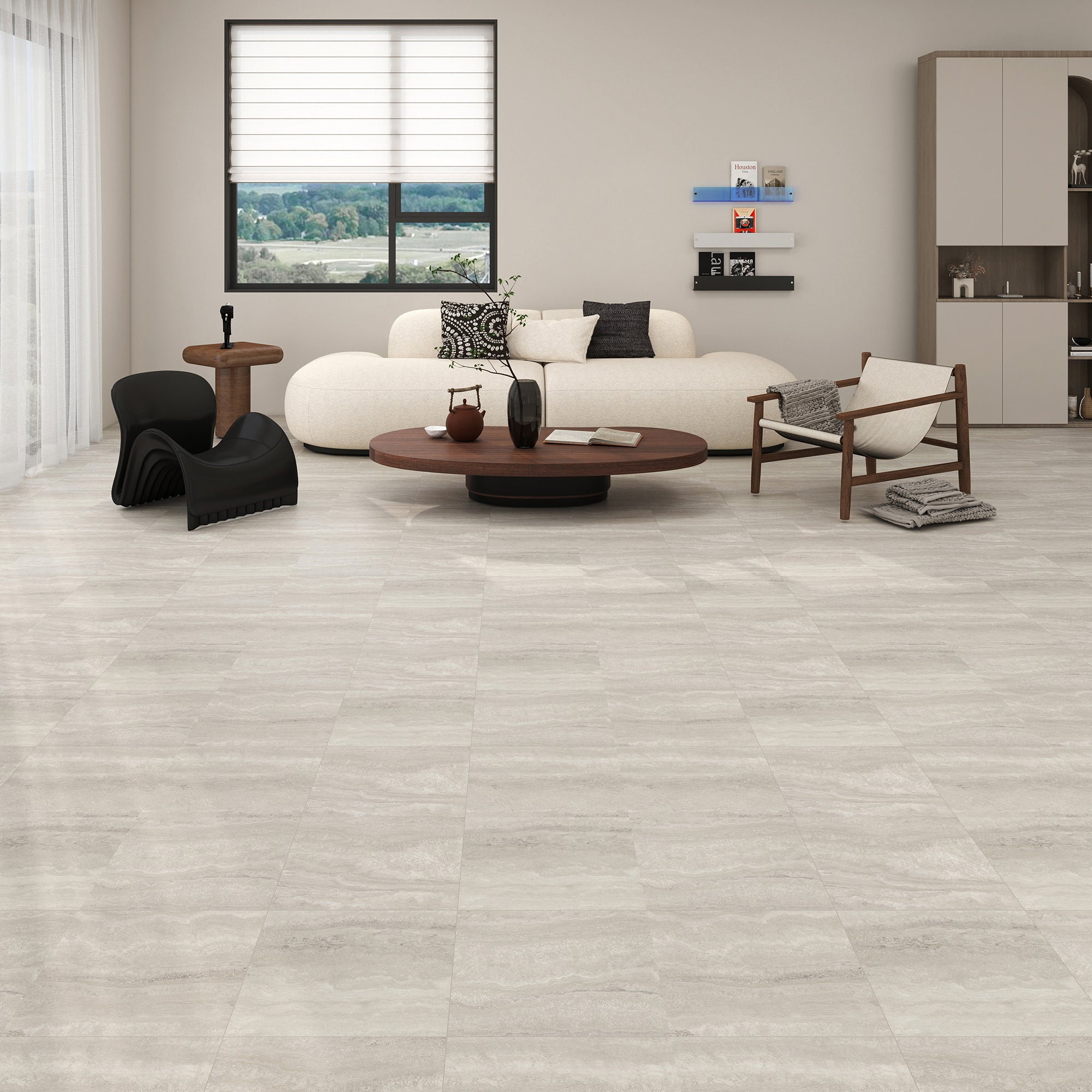 Pearl Beige -PEEL & STICK 150 Stick Vinyl Floor Tiles Self Adhesive Waterproof Clearance 12‘’ x 12‘’ - product image