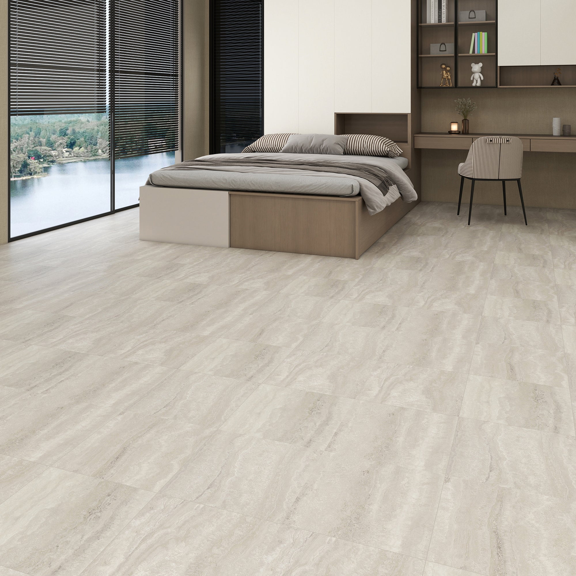 Pearl Beige -PEEL & STICK 150 Stick Vinyl Floor Tiles Self Adhesive Waterproof Clearance 12‘’ x 12‘’ - lifestyle photo