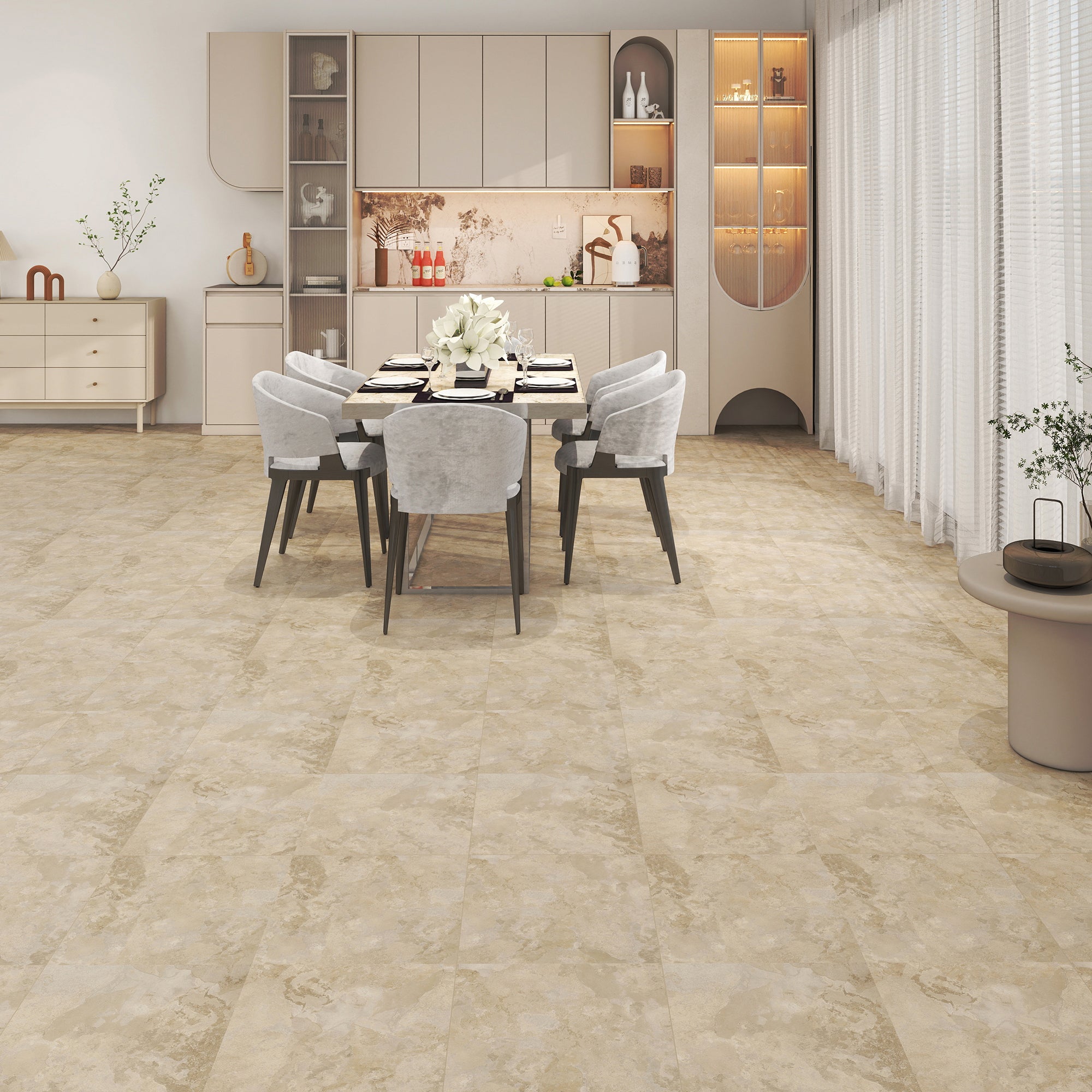 Silver Stream -PEEL & STICK 150 Stick Vinyl Floor Tiles Self Adhesive Waterproof Clearance 12‘’ x 12‘’ - product image