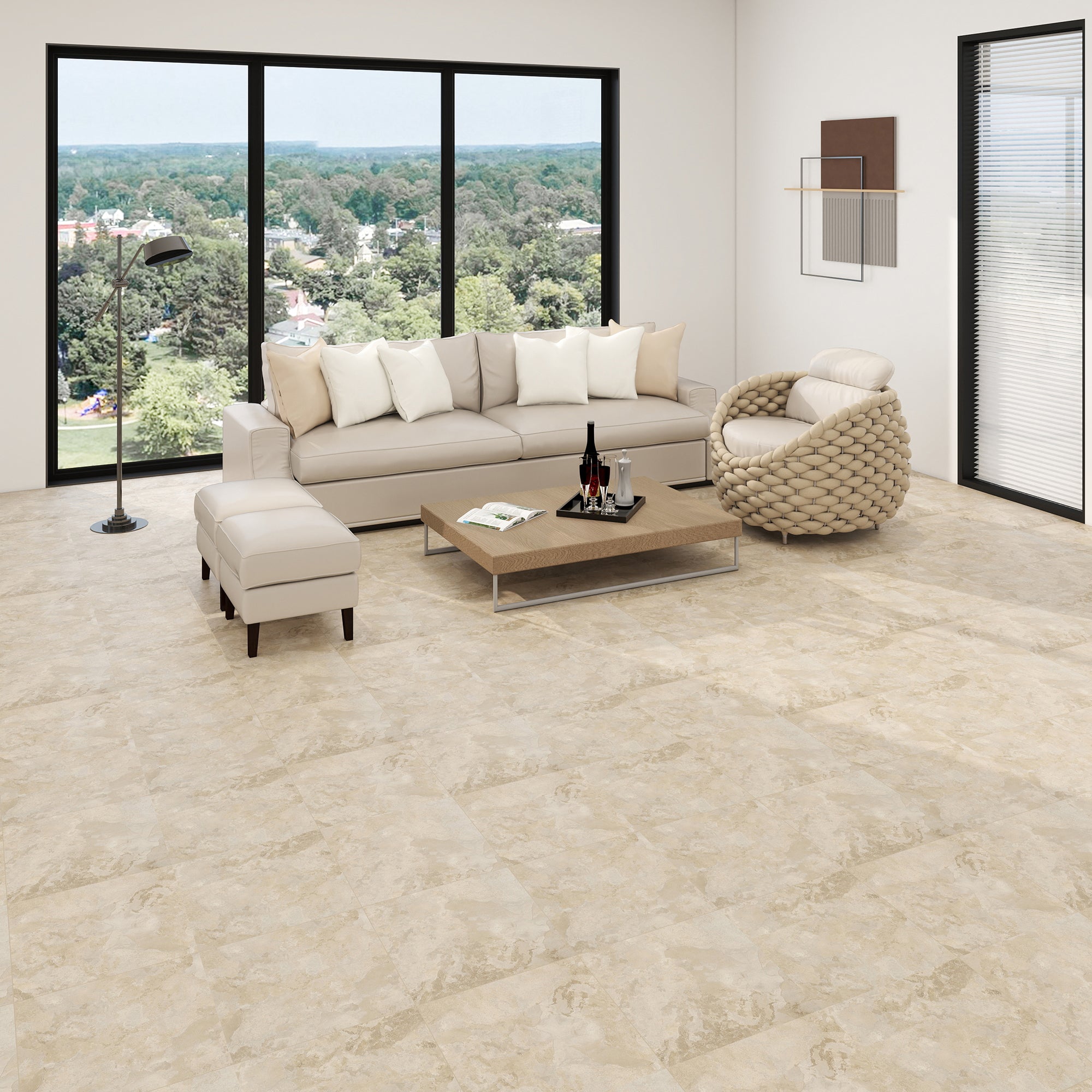 Silver Stream -PEEL & STICK 150 Stick Vinyl Floor Tiles Self Adhesive Waterproof Clearance 12‘’ x 12‘’ - lifestyle photo