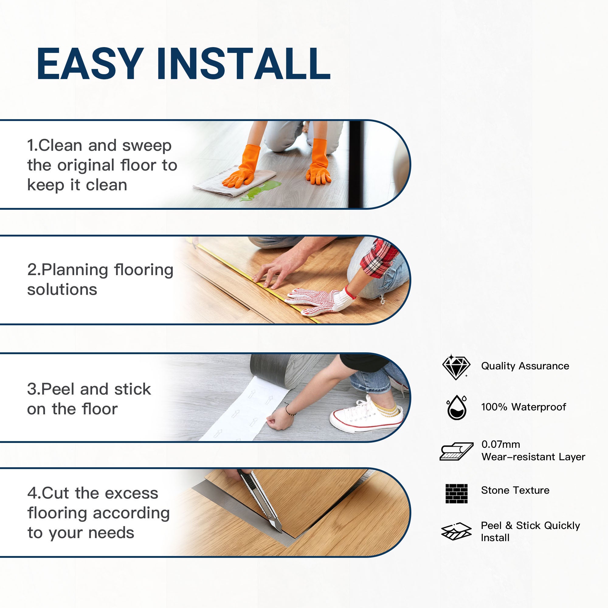 Slate Gray -PEEL N STICK 150 Stick Vinyl Floor Tiles Self Adhesive Waterproof Clearance 12‘’ x 12‘’