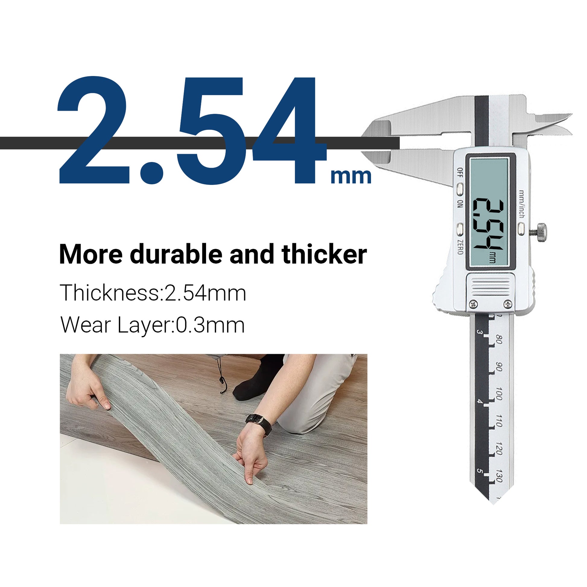 Pale Beige -PEEL & STICK 250 Laminate Floor Planks Waterproof Self Adhesive Wood Look Hard Core Tile 36''x6'' - side view