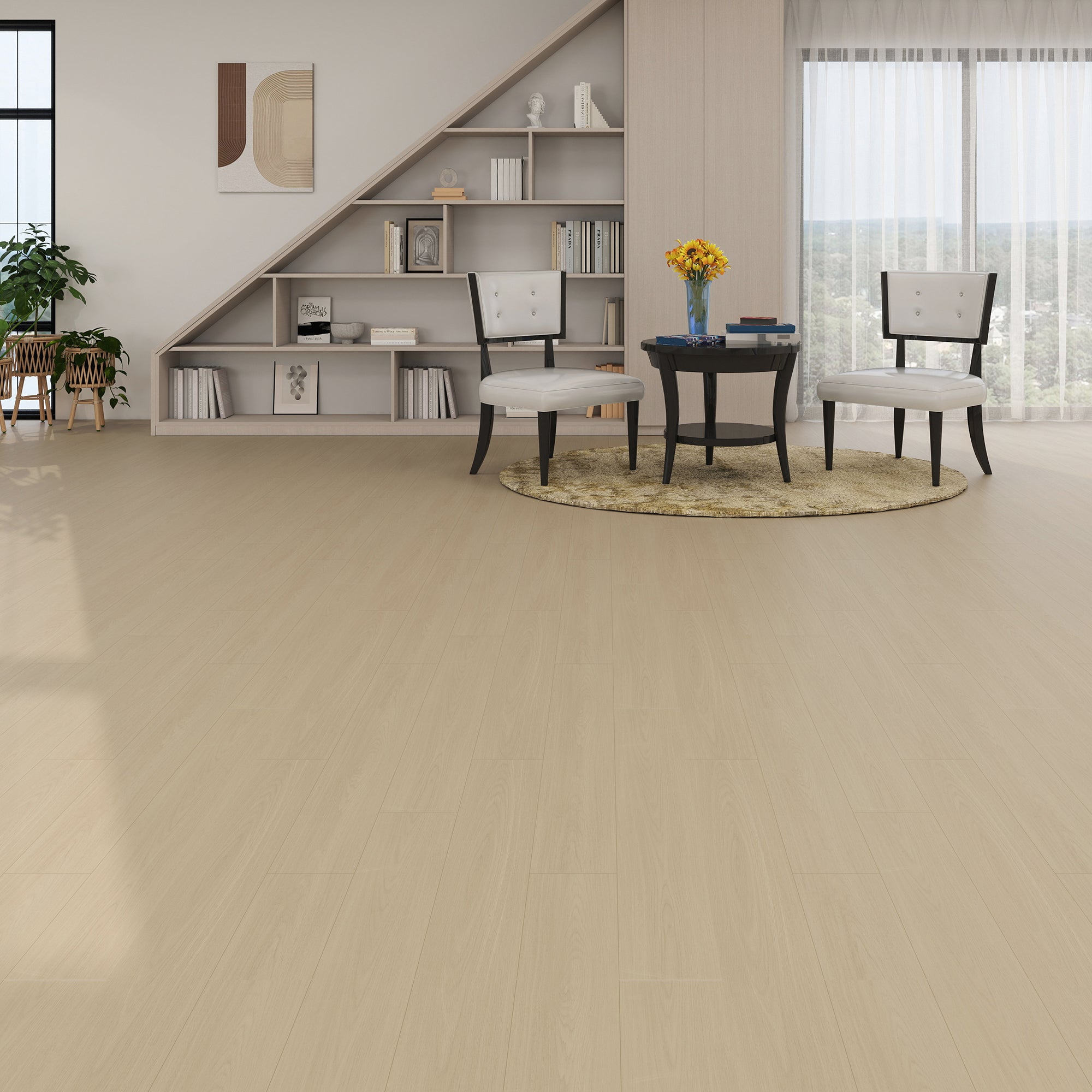 Pale Beige -PEEL & STICK 250 Laminate Floor Planks Waterproof Self Adhesive Wood Look Hard Core Tile 36''x6'' - lifestyle ...