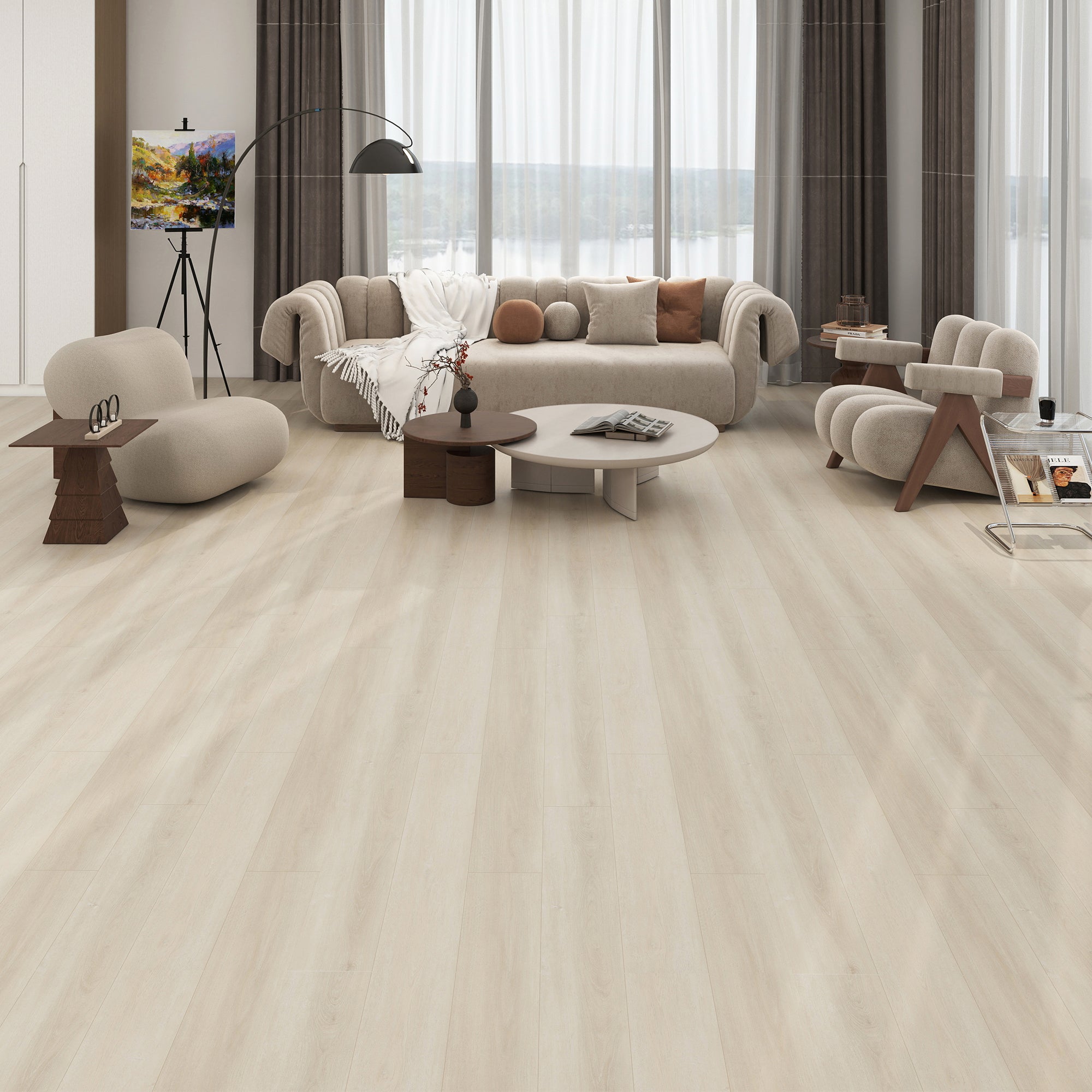 Whitewashed Light -PEEL & STICK 250 Laminate Floor Planks Waterproof Self Adhesive Wood Look Hard Core Tile 36''x6'' - lif...