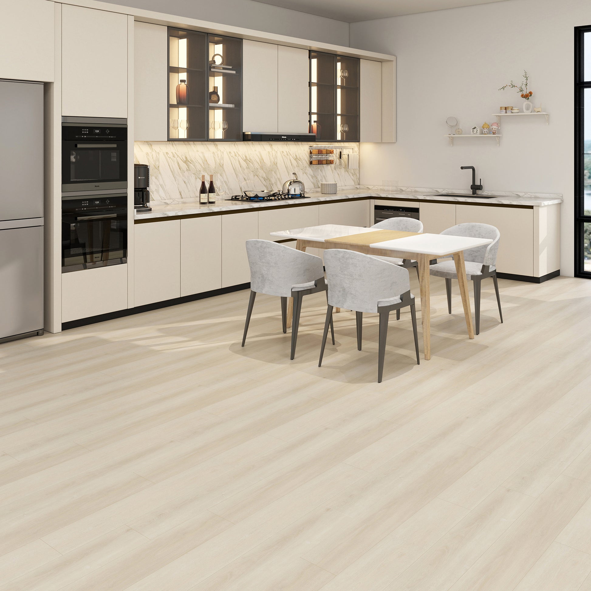 Whitewashed Light -PEEL & STICK 250 Laminate Floor Planks Waterproof Self Adhesive Wood Look Hard Core Tile 36''x6'' - pro...