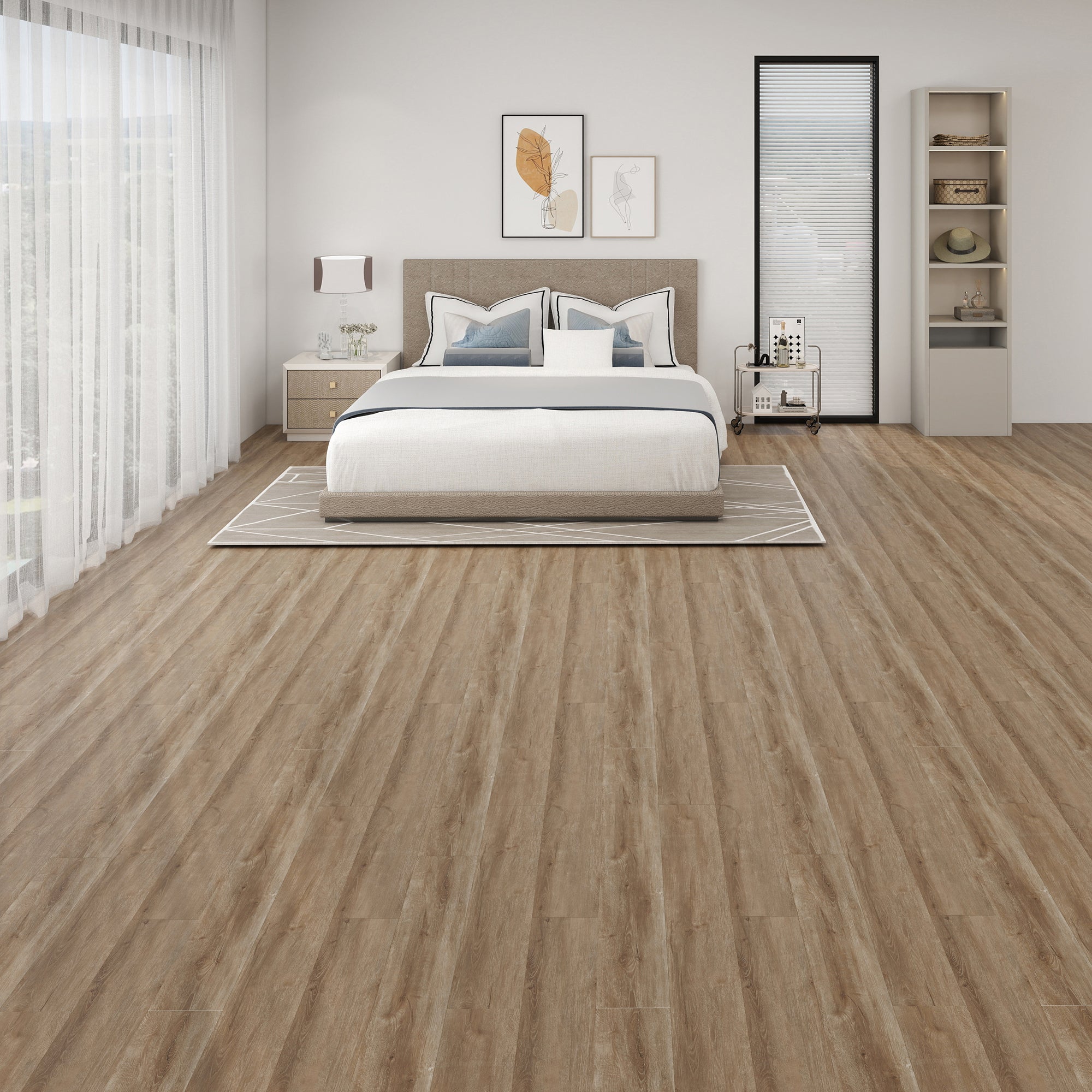 Warm Taupe -PEEL & STICK 250 Laminate Floor Planks Waterproof Self Adhesive Wood Look Hard Core Tile 36''x6'' - product image