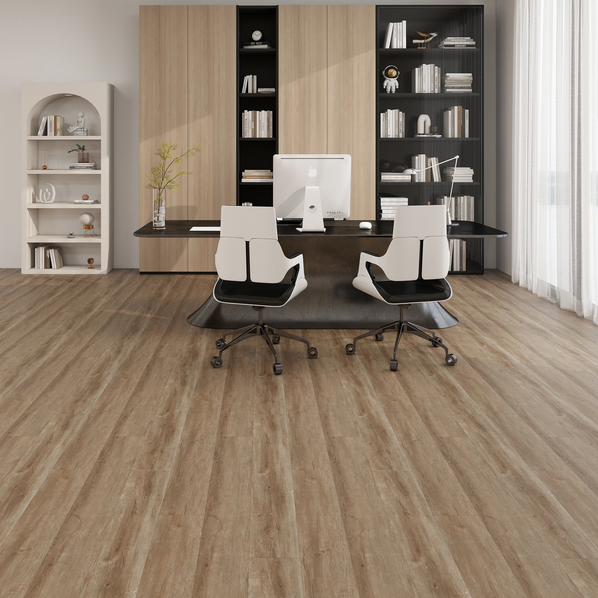 Warm Taupe -PEEL & STICK 250 Laminate Floor Planks Waterproof Self Adhesive Wood Look Hard Core Tile 36''x6'' - lifestyle ...