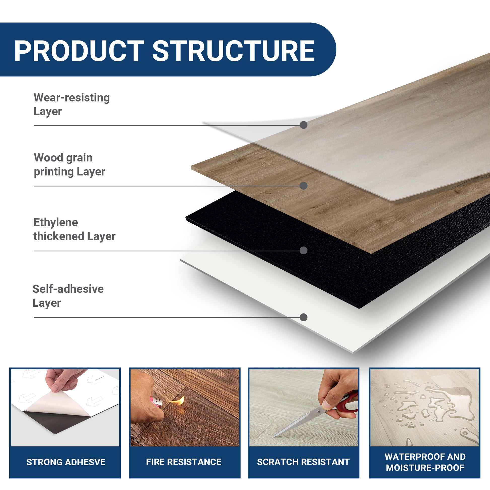 Smoky Gray -PEEL & STICK 250 Laminate Floor Planks Waterproof Self Adhesive Wood Look Hard Core Tile 36''x6'' - installati...