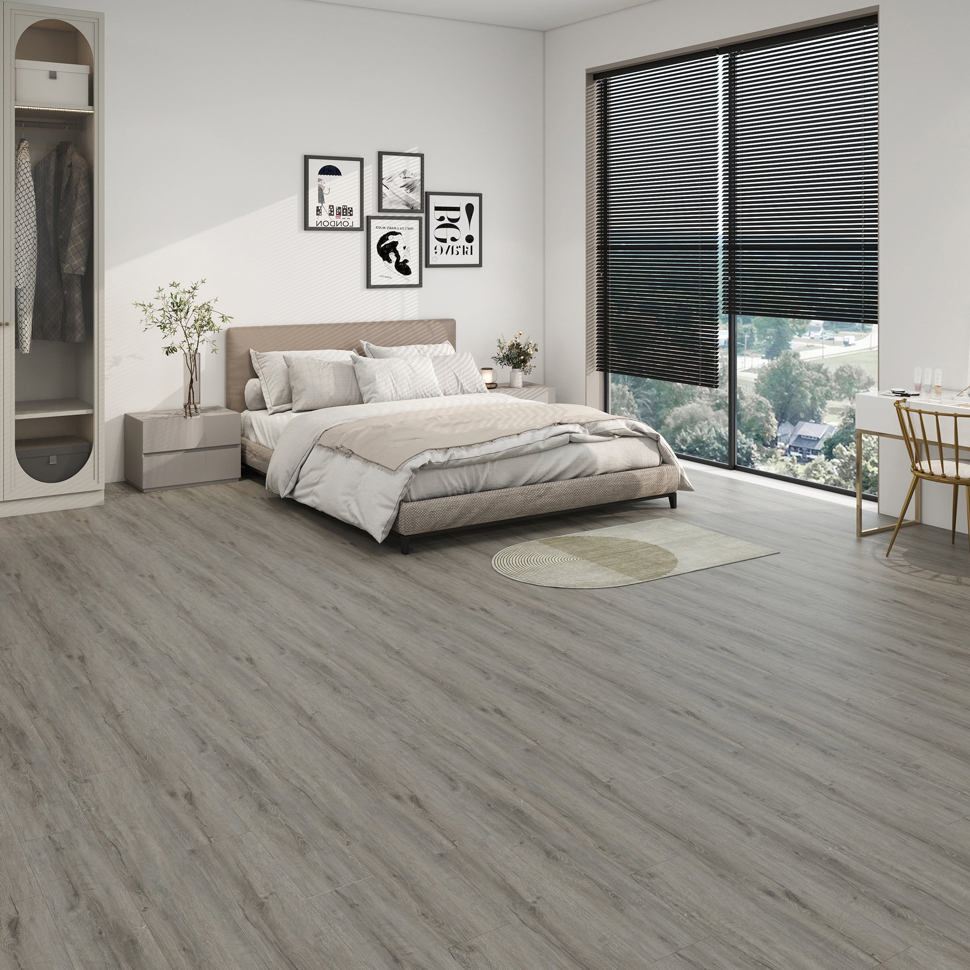 Smoky Gray -PEEL & STICK 250 Laminate Floor Planks Waterproof Self Adhesive Wood Look Hard Core Tile 36''x6'' - product image