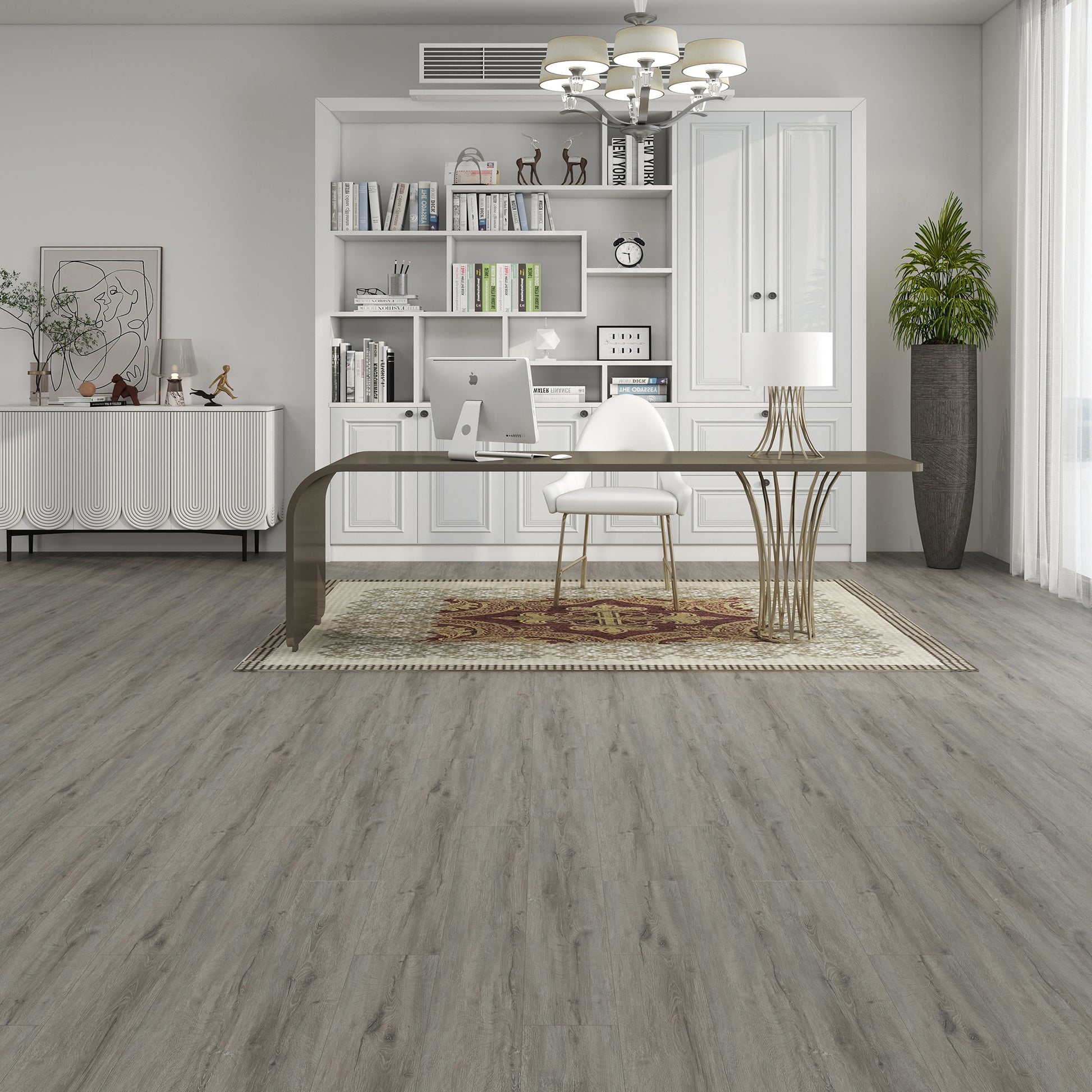Smoky Gray -PEEL & STICK 250 Laminate Floor Planks Waterproof Self Adhesive Wood Look Hard Core Tile 36''x6'' - lifestyle ...