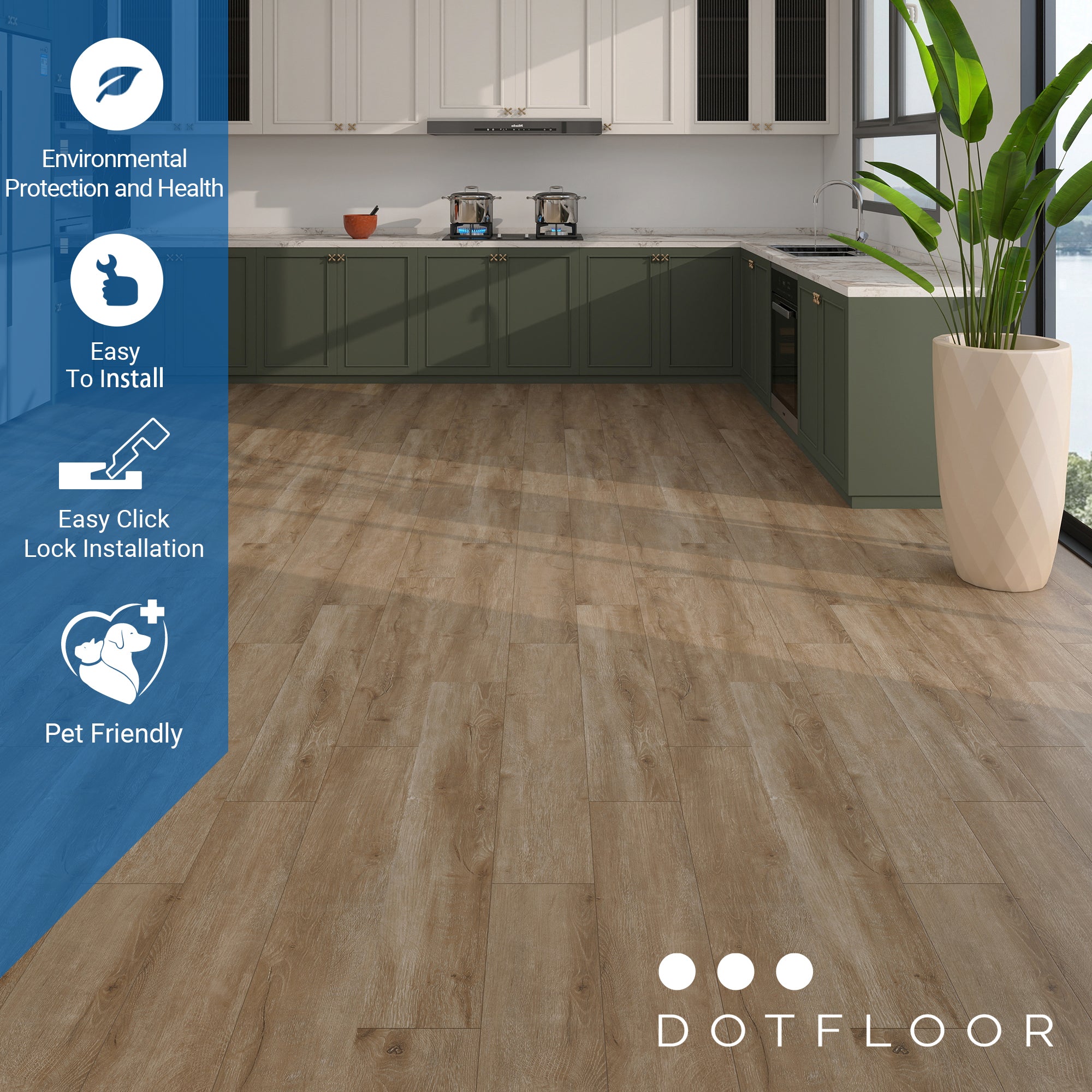 EMPIRE 402 Green Ash 7.17” x 48” x 5 mm, 12 mil, - installed room view