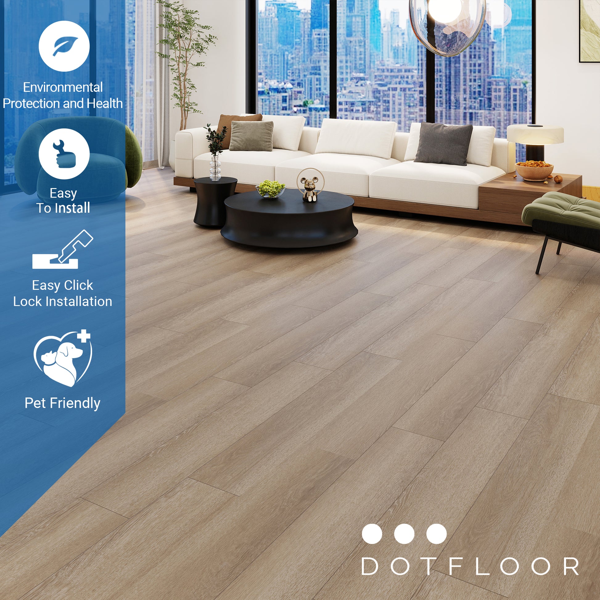 EMPIRE 402 Coffee Brown 7.17” x 48” x 5 mm, 12 mil, - installed room view