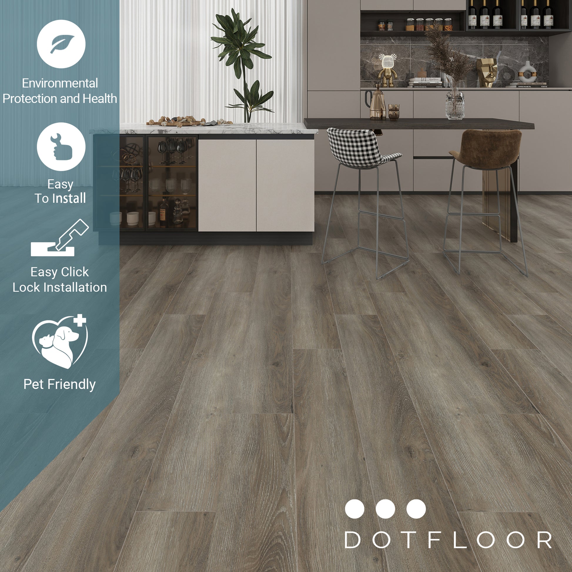 NEW PARLIAMENT 605 NOFOLK OAK RIGID CORE 7.17*48*6mm, 20 mil, - installed room view