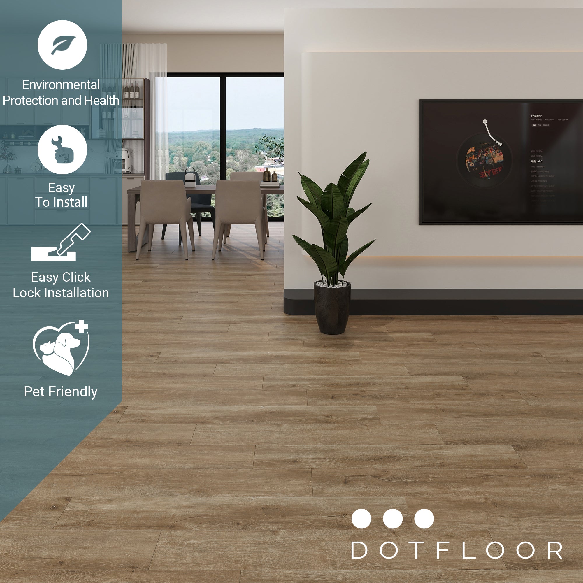 NEW PARLIAMENT 605 Autumn Oak 7.17*48*6mm, 20 mil, - installed room view