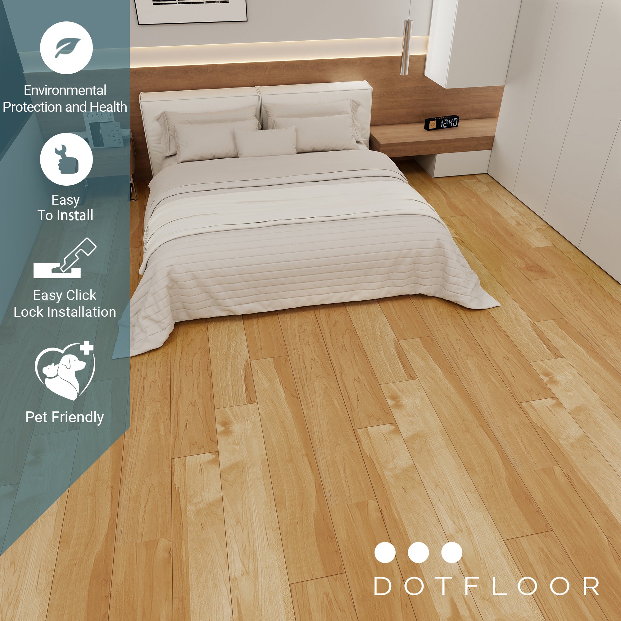 NEW PARLIAMENT 605 Maple Light RIGID CORE 7.17” x 48” x 6 mm, 20 mil, IXPE BACK WOOD TEXTURE