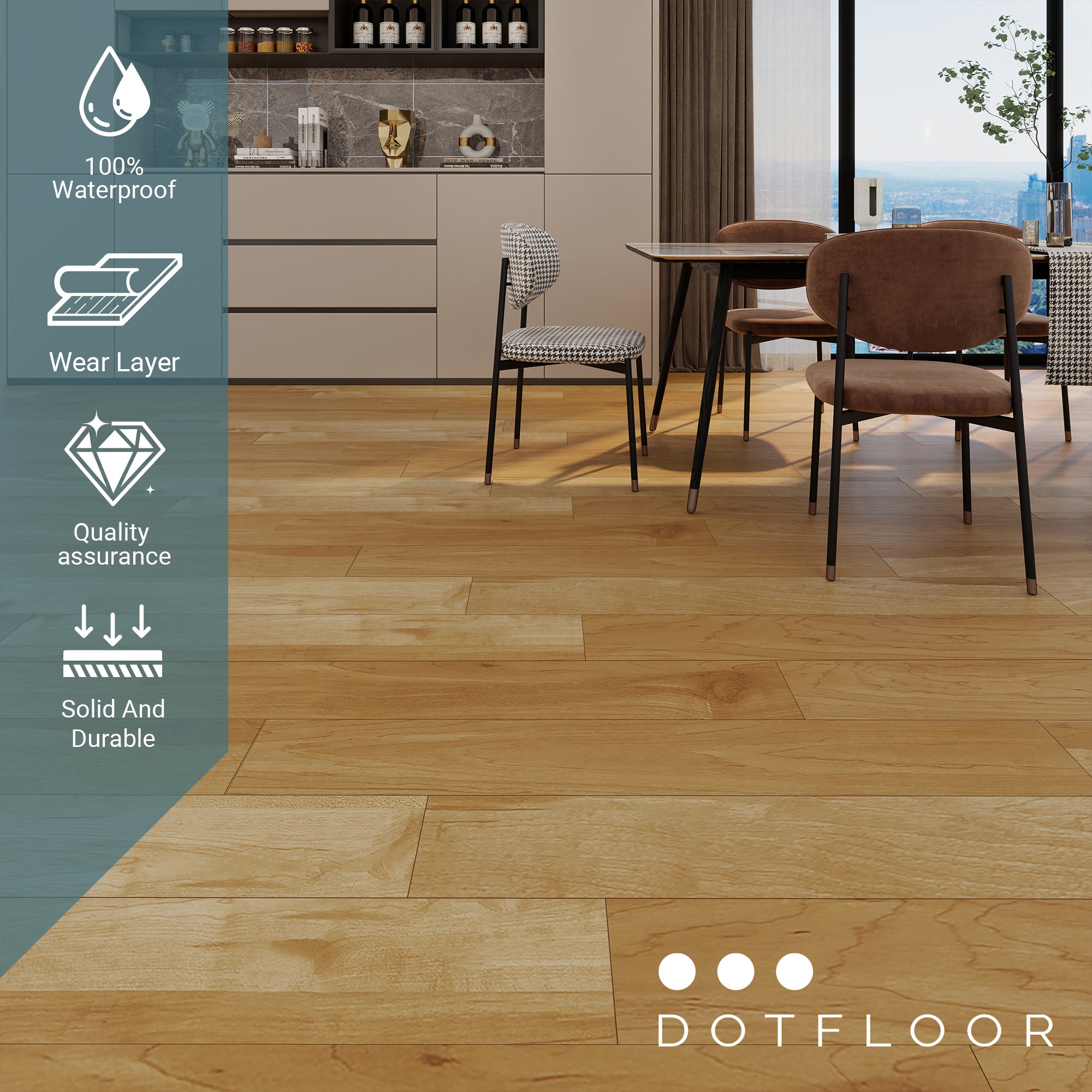 NEW PARLIAMENT 605 Maple Light RIGID CORE 7.17” x 48” x 6 mm, 20 mil, - texture detail