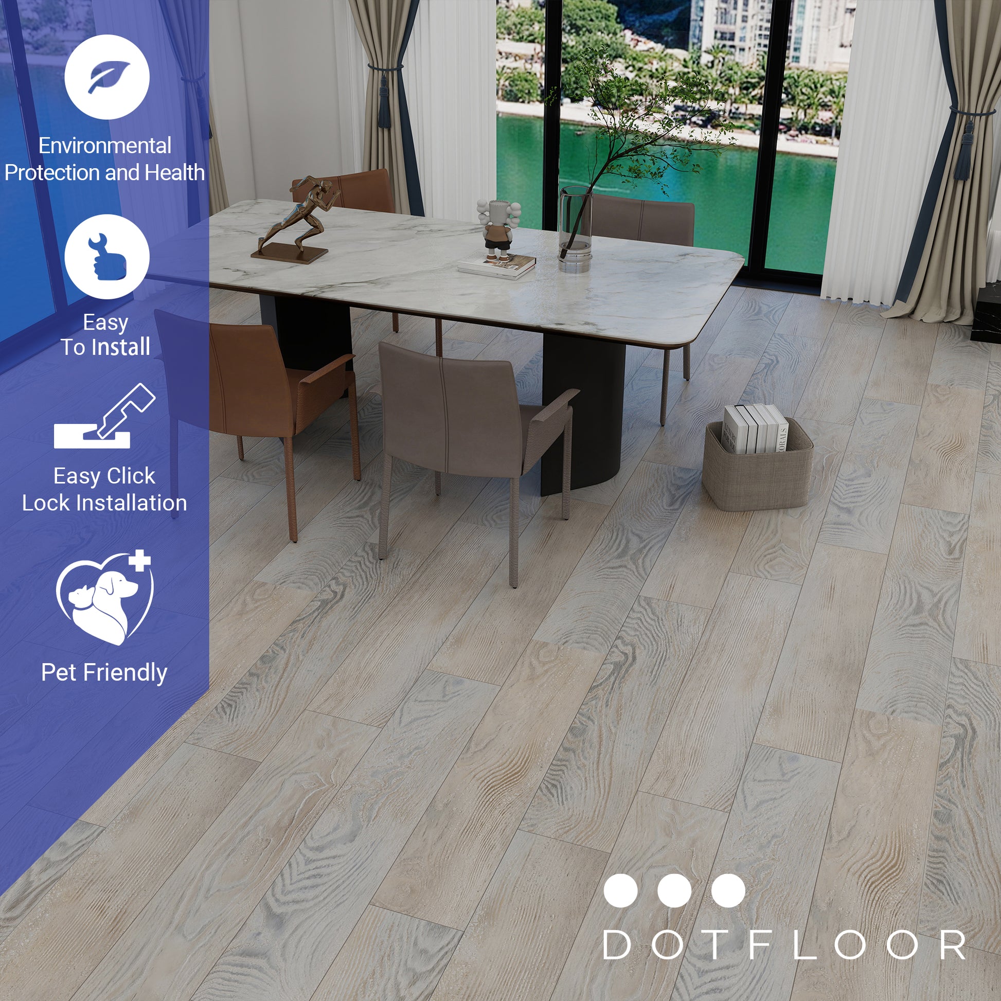 NEW PARLIAMENT 610 Cinnamon Bark 9” x 60” x 6.5 mm, 22 mil, Klein Blue IXPE 1.5 mm - installed room view
