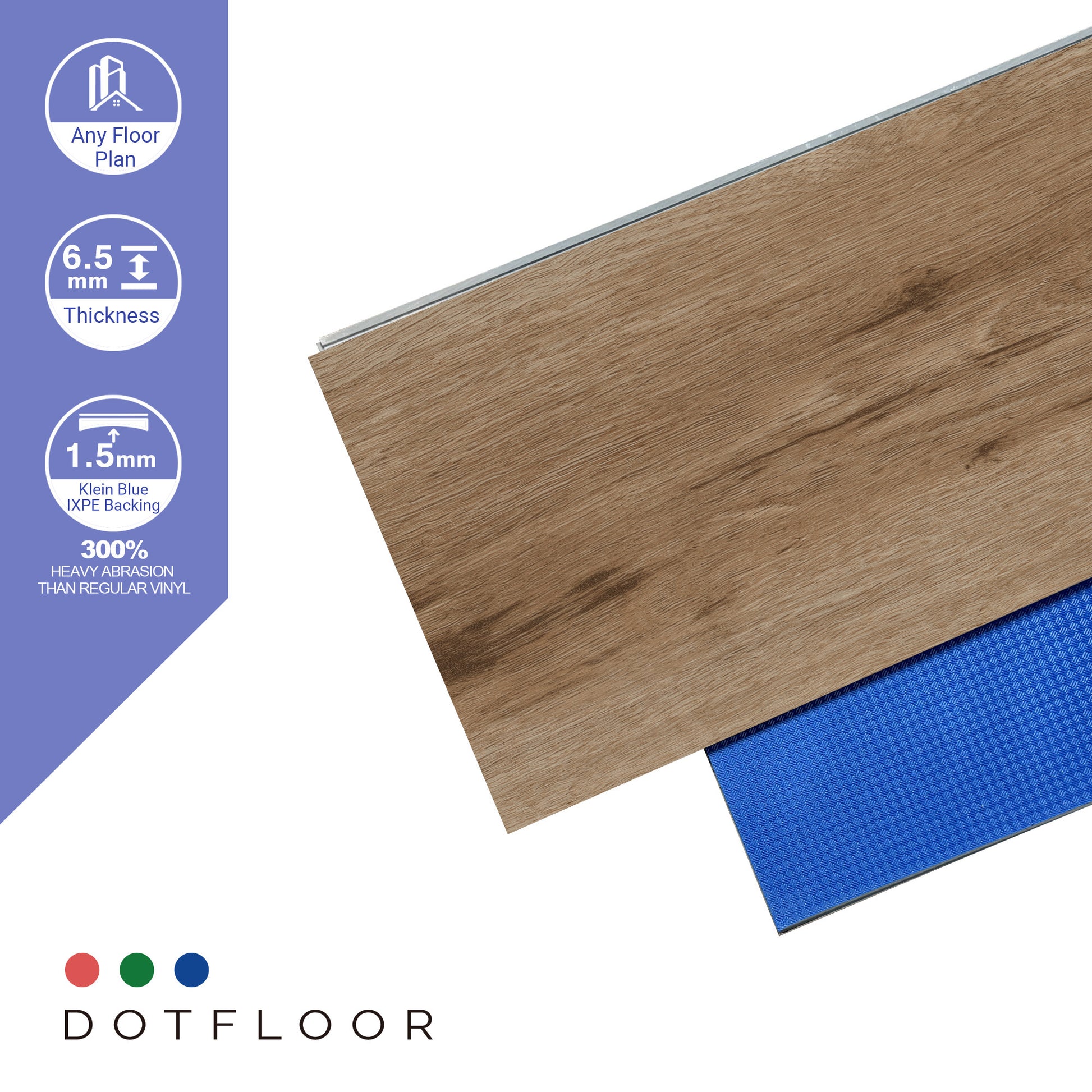 NEW PARLIAMENT 610 Mulled Brown 9” x 60” x 6.5 mm, 22 mil, Klein Blue IXPE 1.5 mm - color swatch