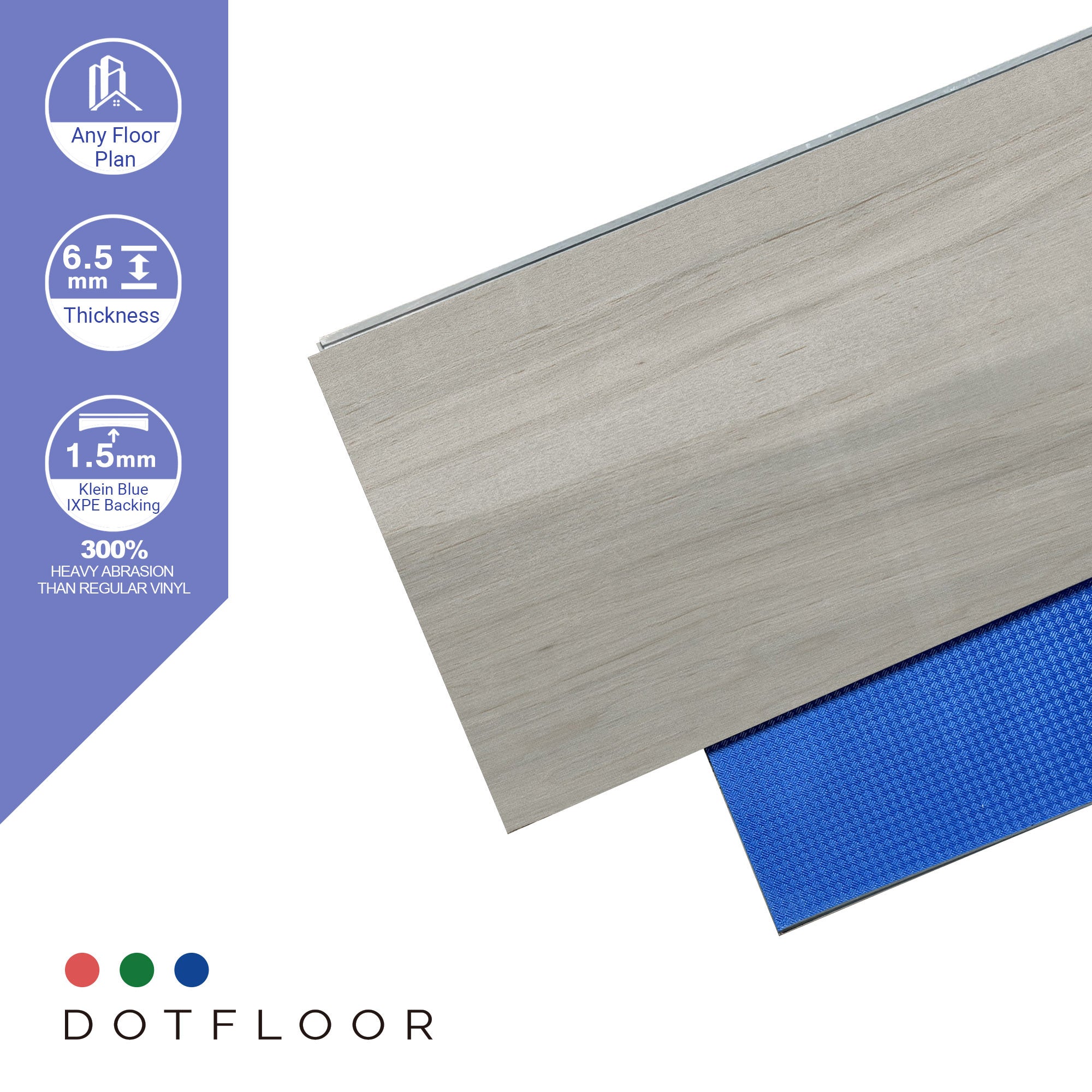 NEW PARLIAMENT 610 Ethereal Plank 9” x 60” x 6.5 mm, 22 mil, Klein Blue IXPE 1.5 mm - color swatch