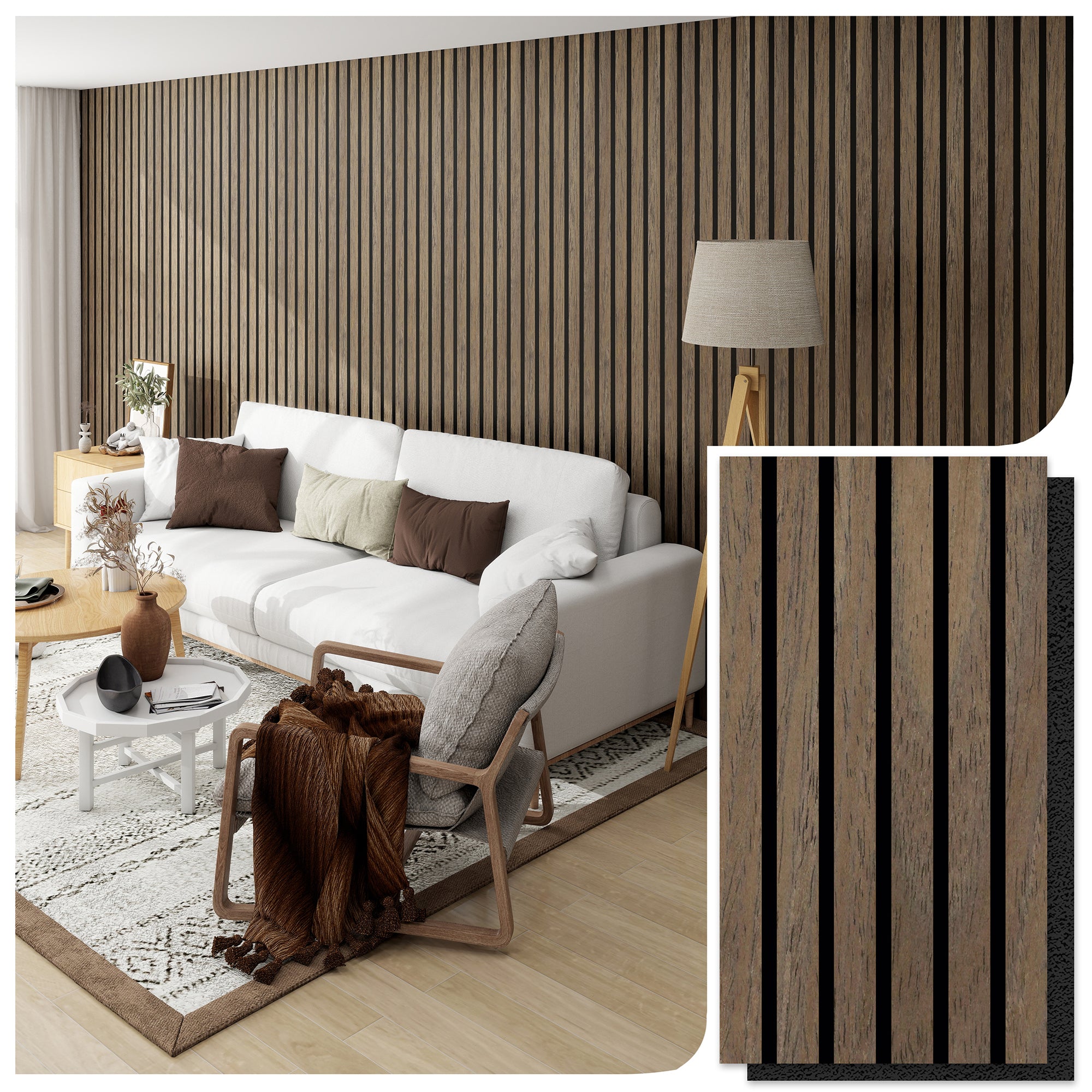 BLACK WALNUT -Wood Acoustic Wall Panels 114.17‘’×23.62‘’