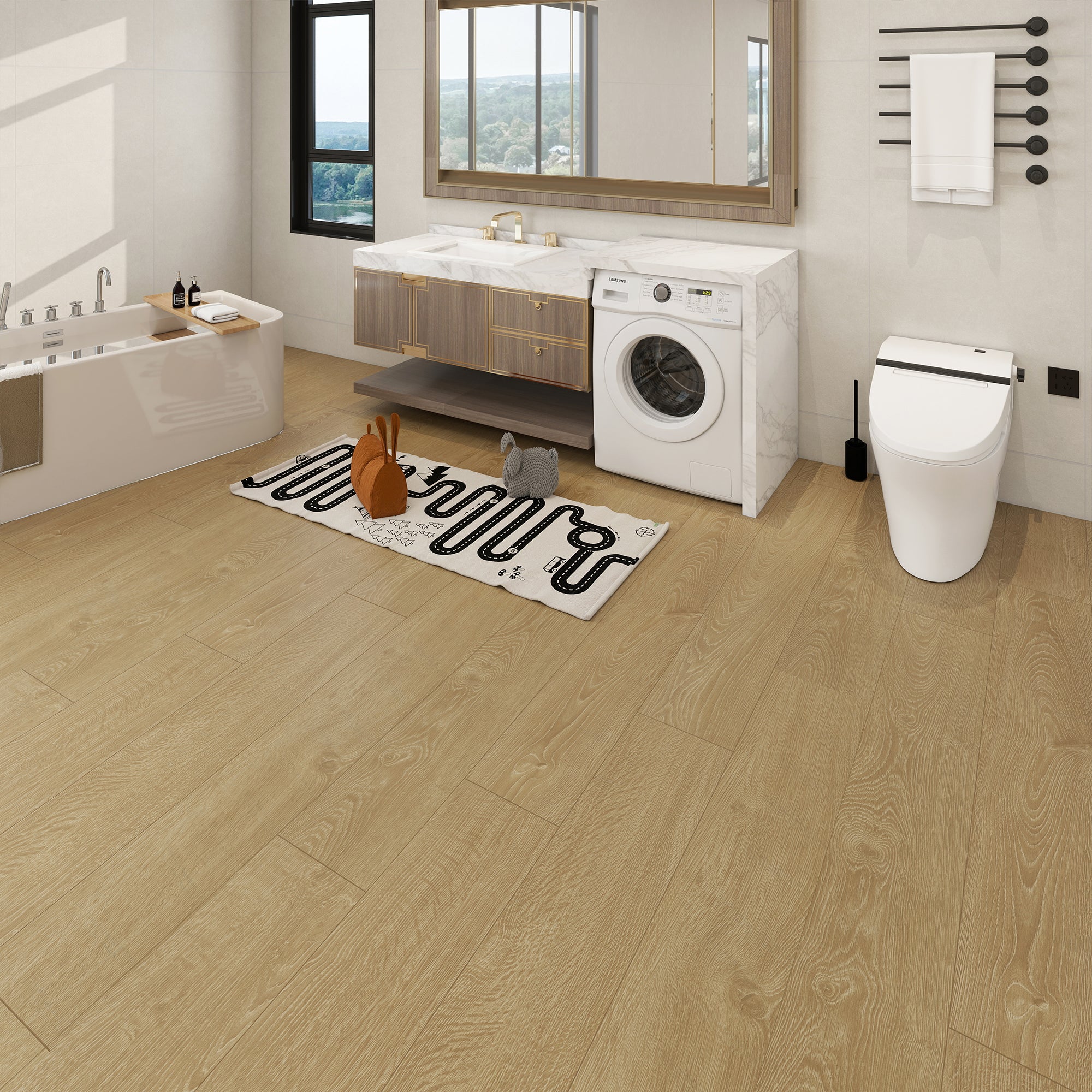 NEW PARLIAMENT 810 White Nights 30mil RIGID CORE 62.6''*9''*8mm, Klein Blue IXPE BACK WOOD TEXTURE