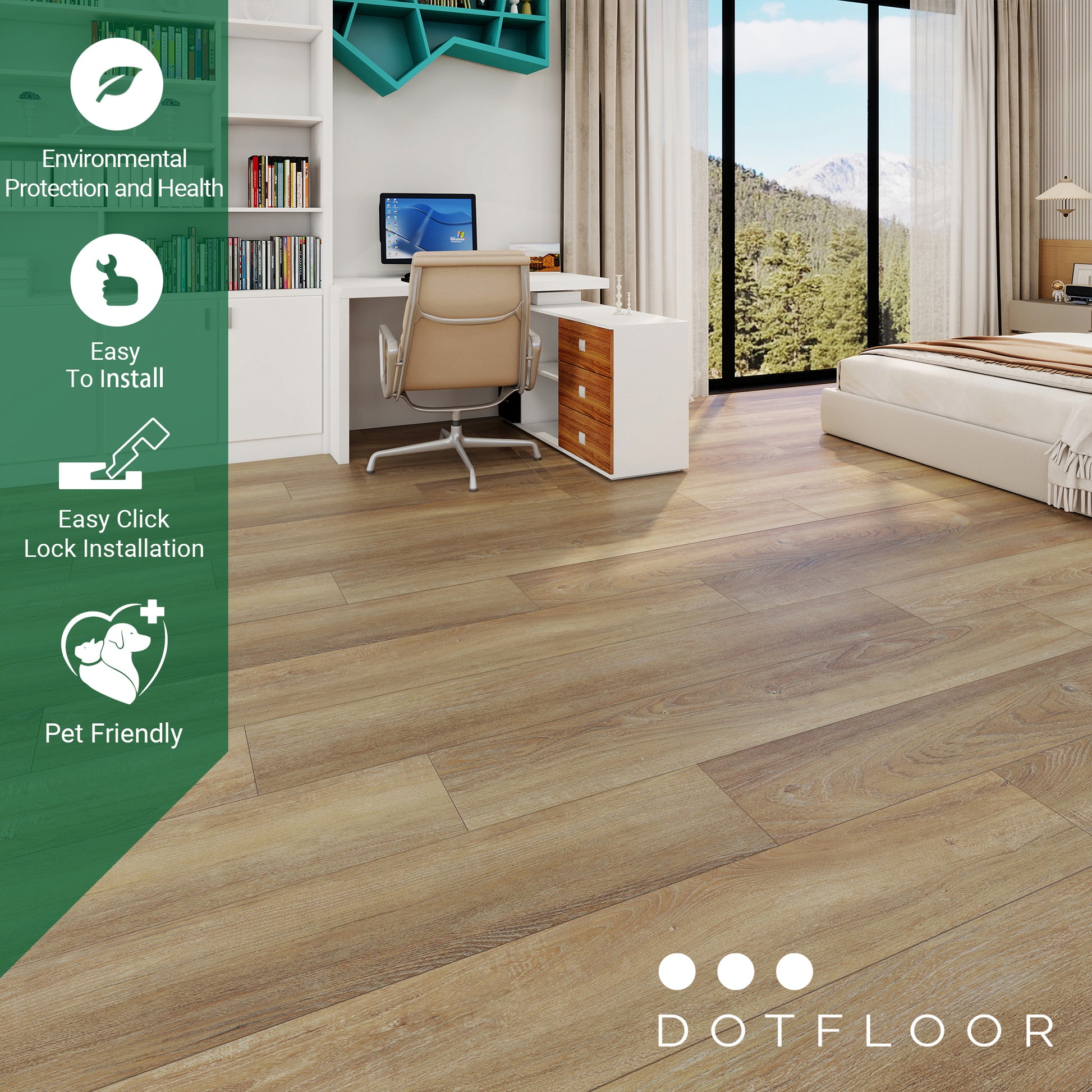 NEW PARLIAMENT 810 Cabana Driftwood 30mil RIGID CORE 62.6''*9''*8mm, Klein Blue - installed room view