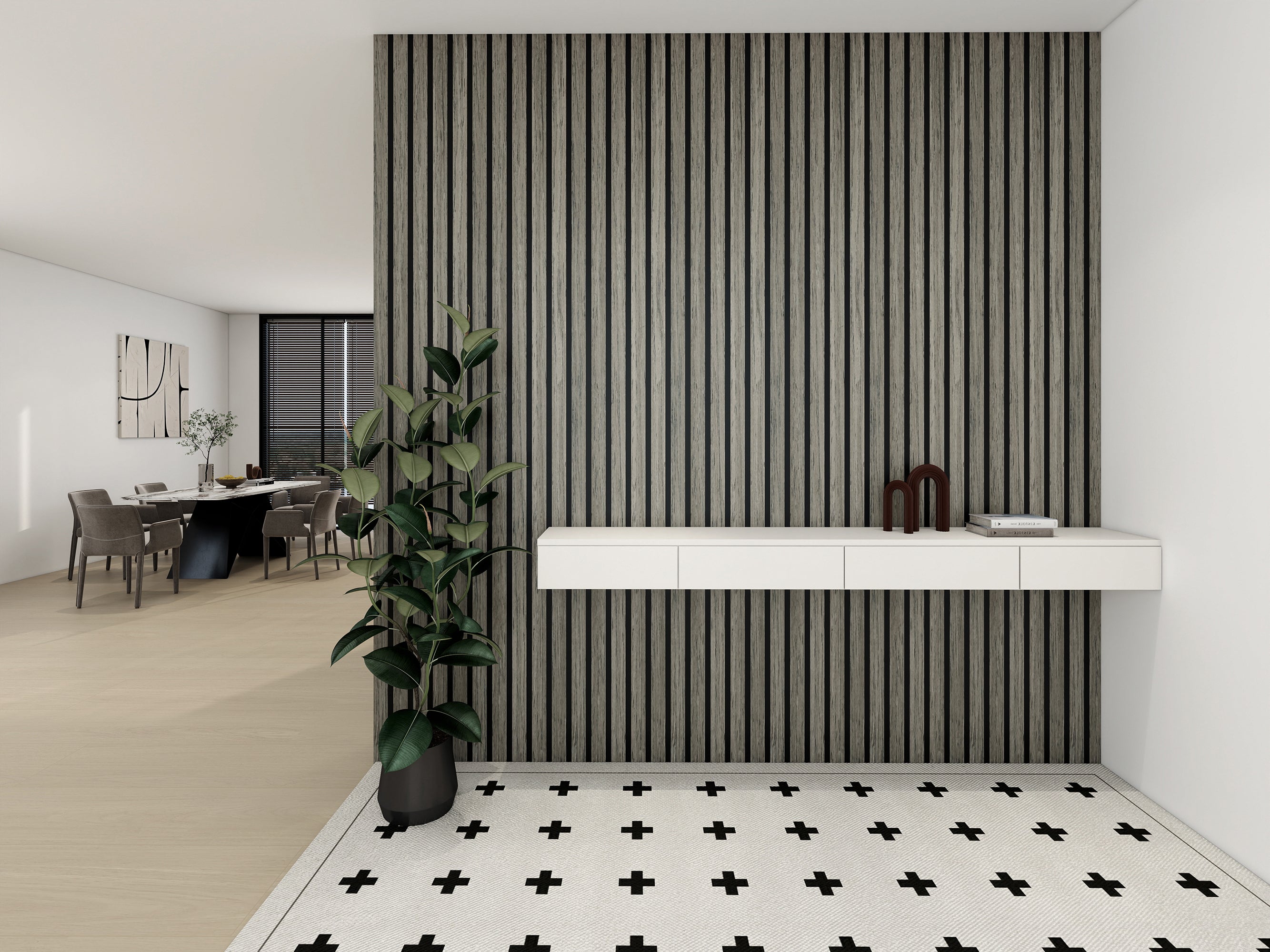 SILVER OAK -Wood Acoustic Wall Panels 114.17‘’×23.62‘’