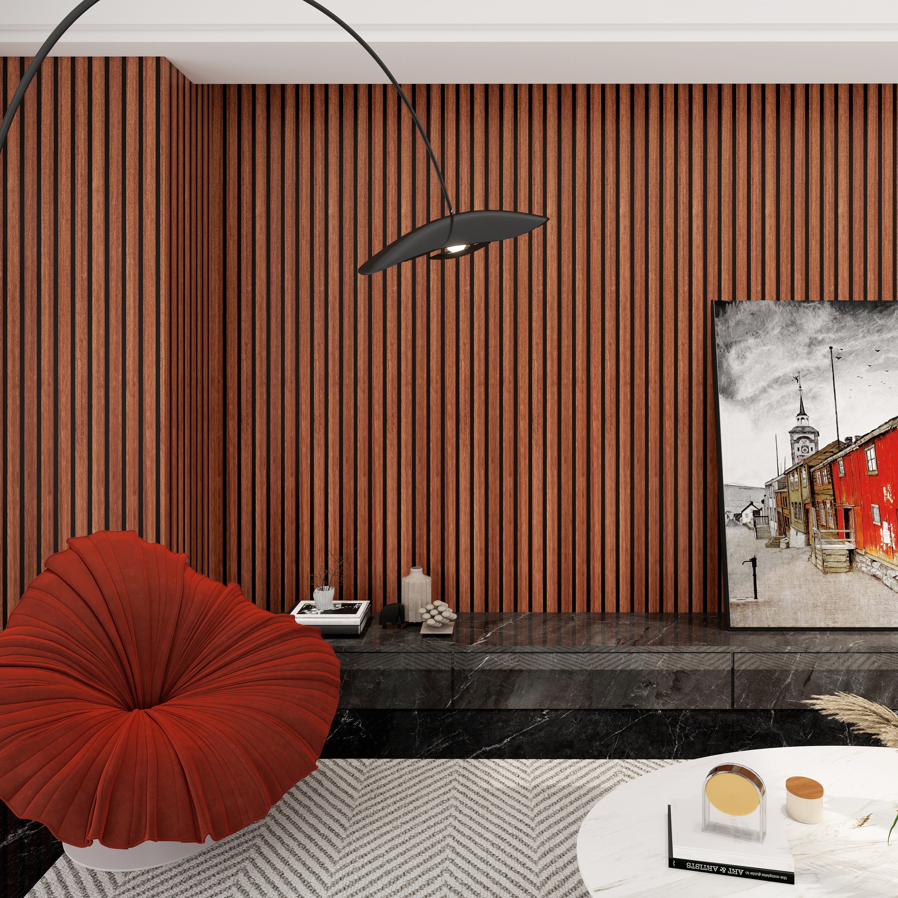 RED CHERRY CLASSIC -Wood Acoustic Wall Panels 114.17‘’×23.62‘’