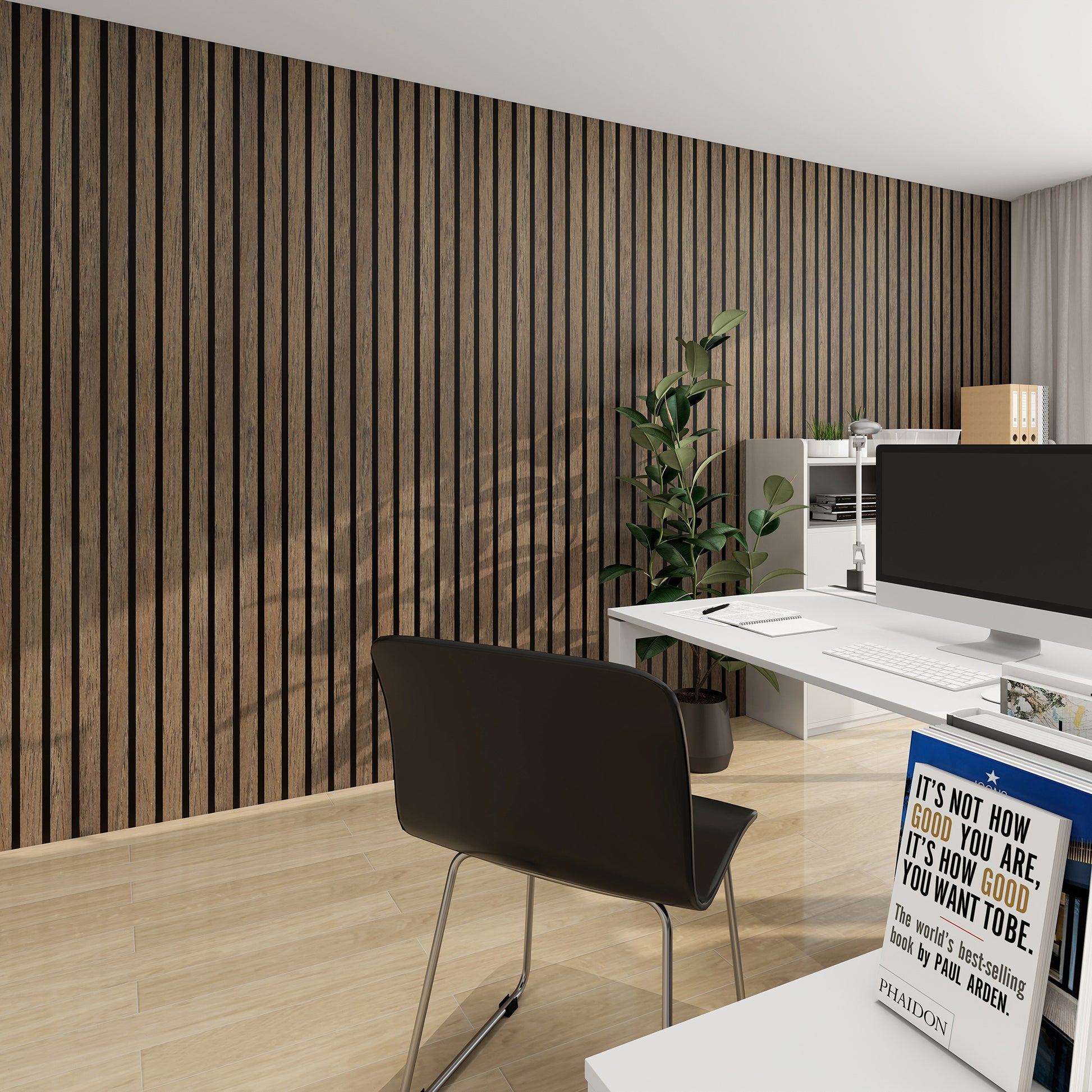 BLACK WALNUT -Wood Acoustic Wall Panels 114.17‘’×23.62‘’ - lifestyle photo