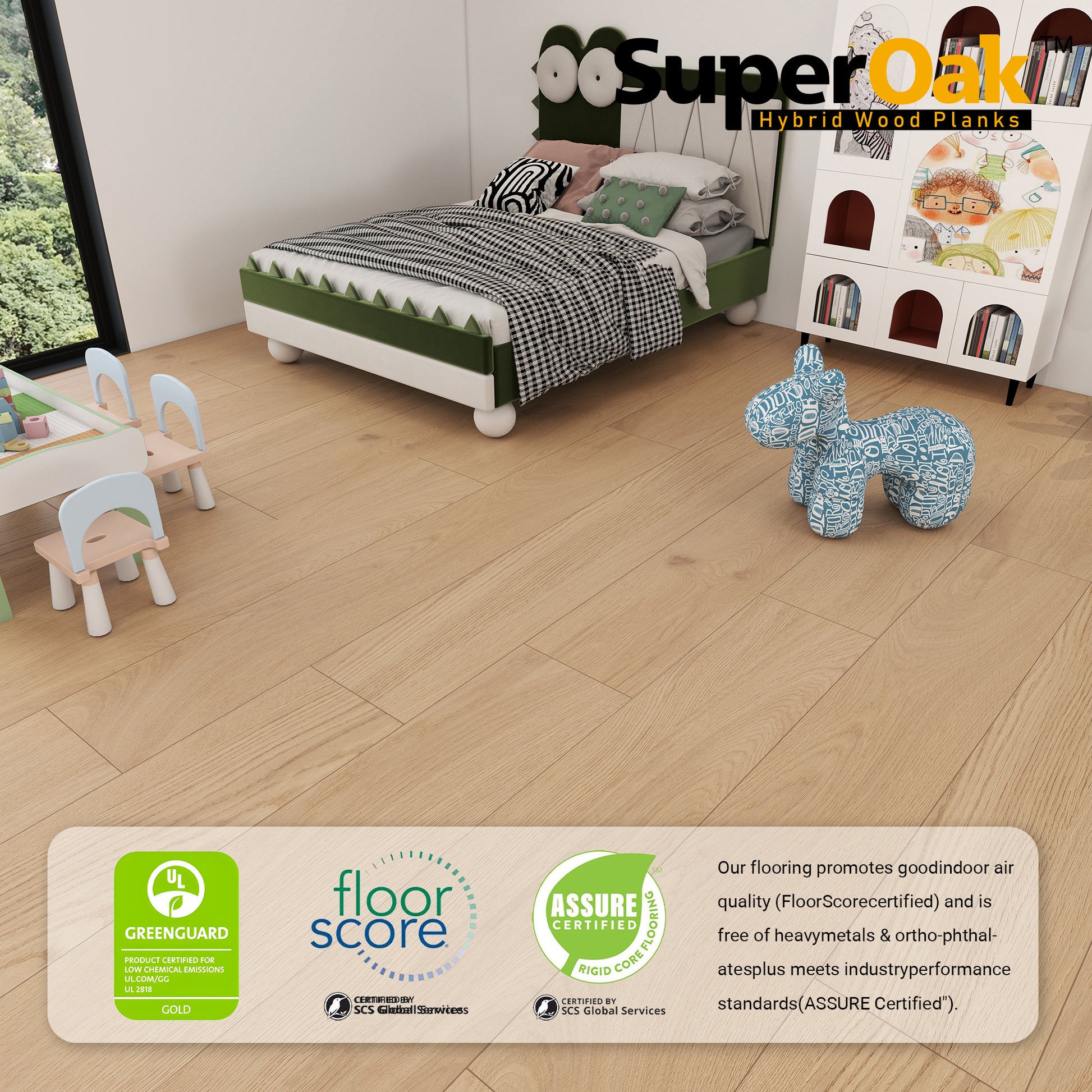 Beige Oak - SuperOak Plus 12mm Hybrid Wood Plank 72.7"*9.8" - packaging