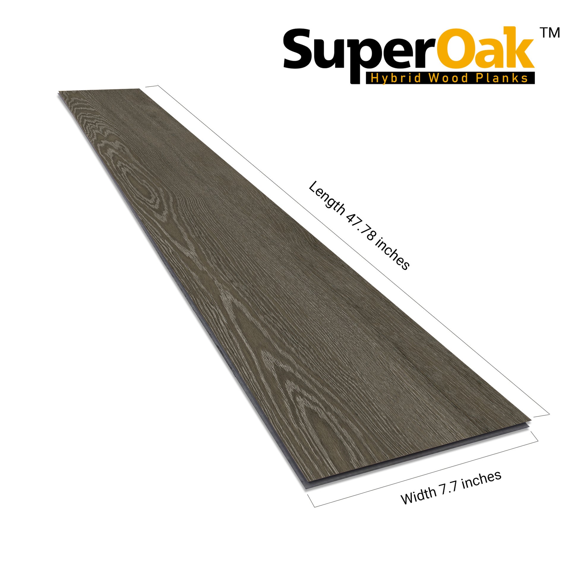 Brown Knots - SuperOak 12mm Hybrid Wood Plank 47.78"*7.7" - side view