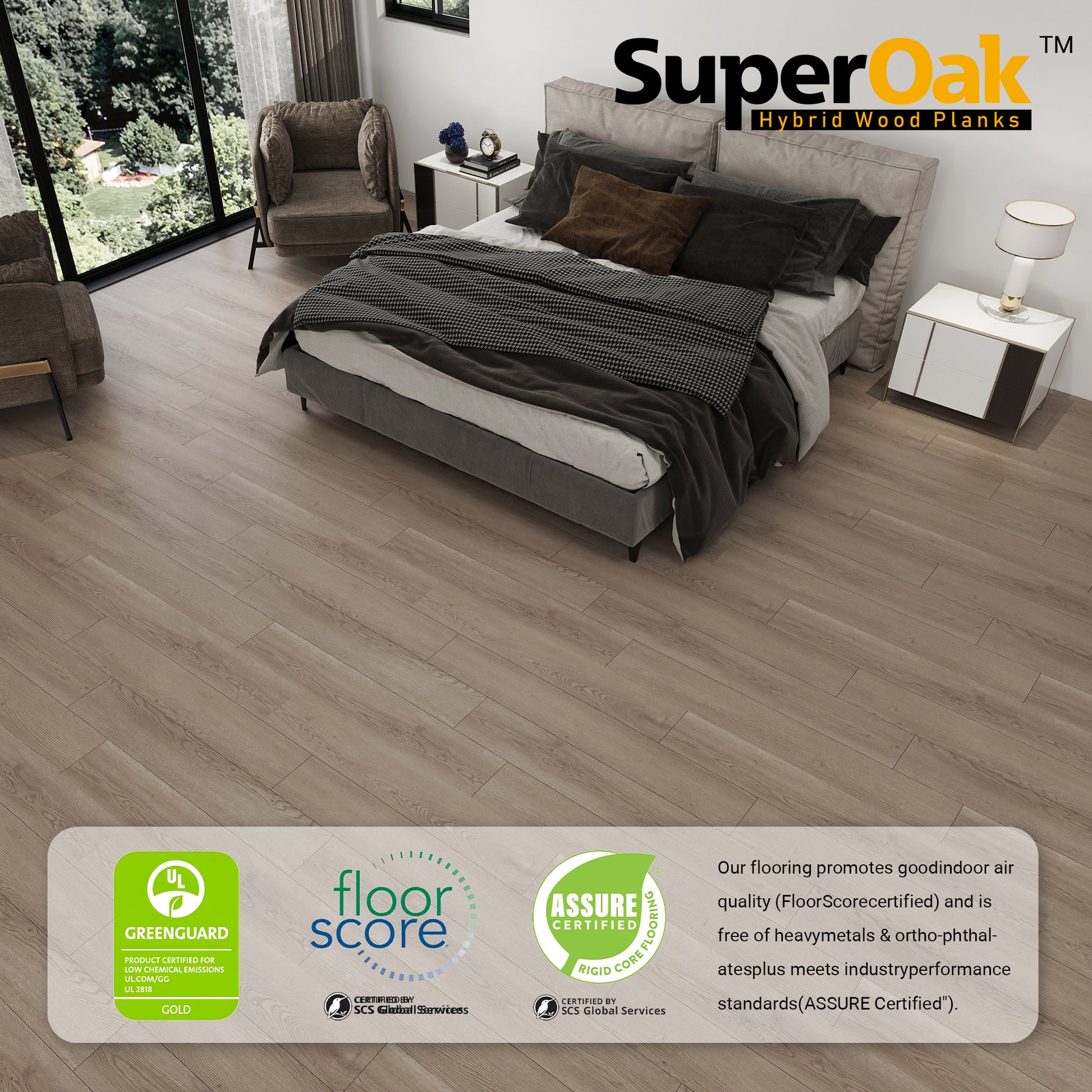 Clean Brushed - SuperOak 12mm Hybrid Wood Plank 47.78"*7.7" - packaging