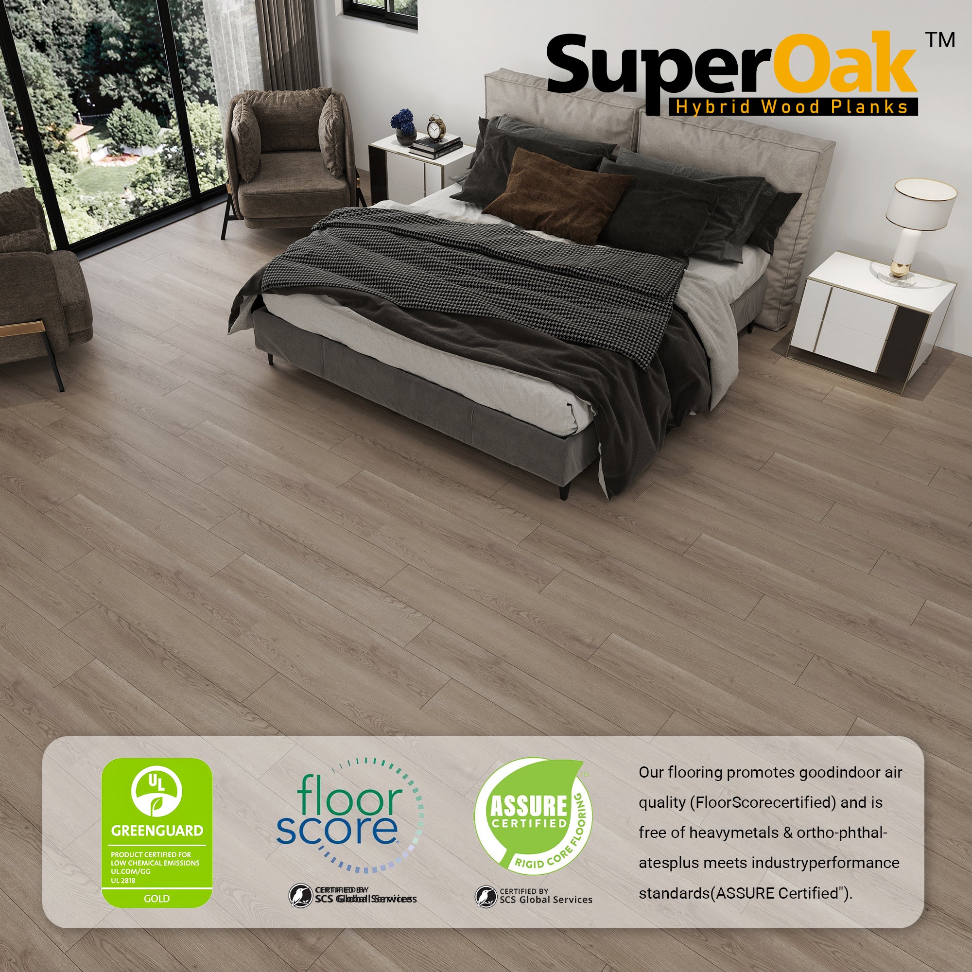 Clean Brushed - SuperOak 12mm Hybrid Wood Plank 47.78"*7.7" - packaging