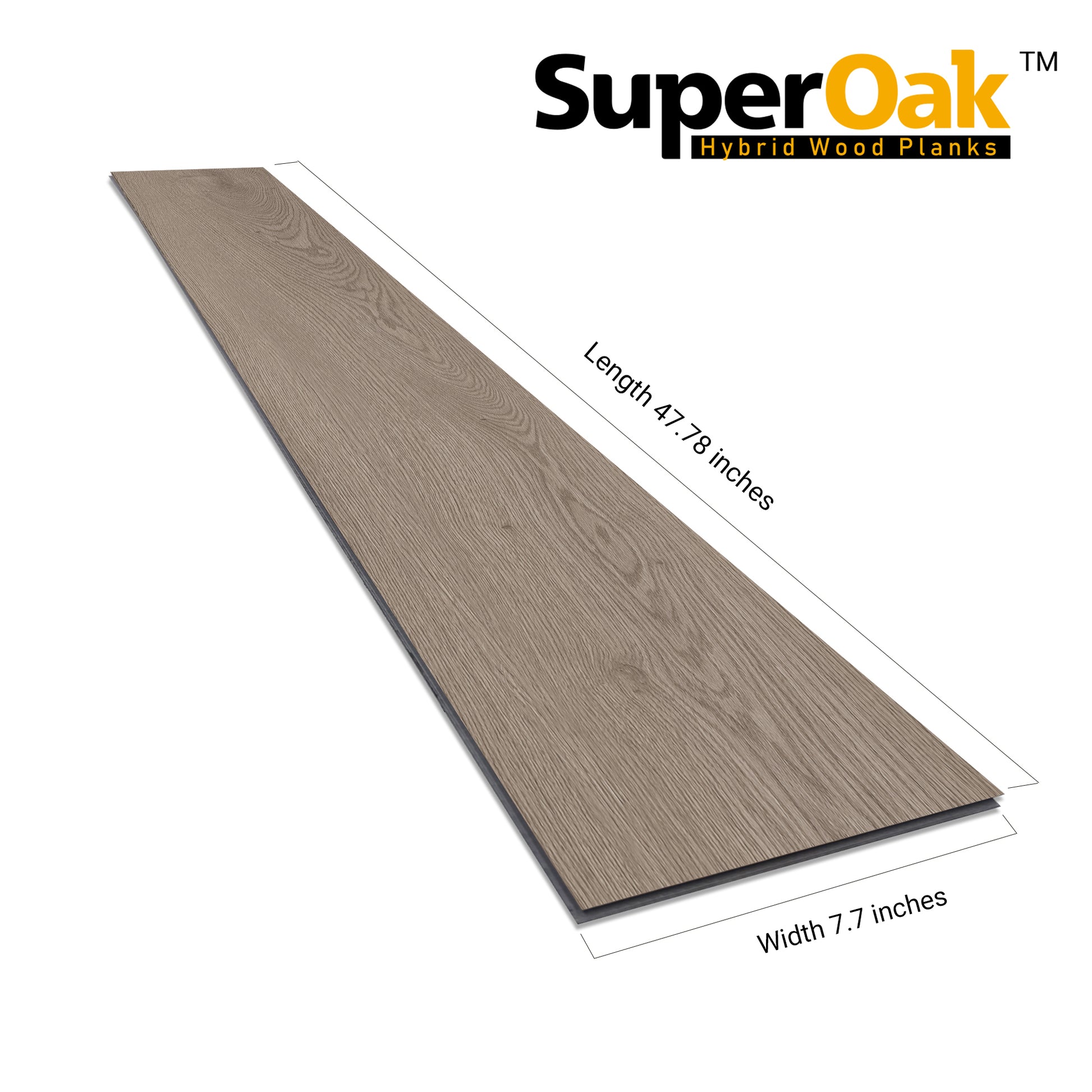 Clean Brushed - SuperOak 12mm Hybrid Wood Plank 47.78"*7.7" - side view