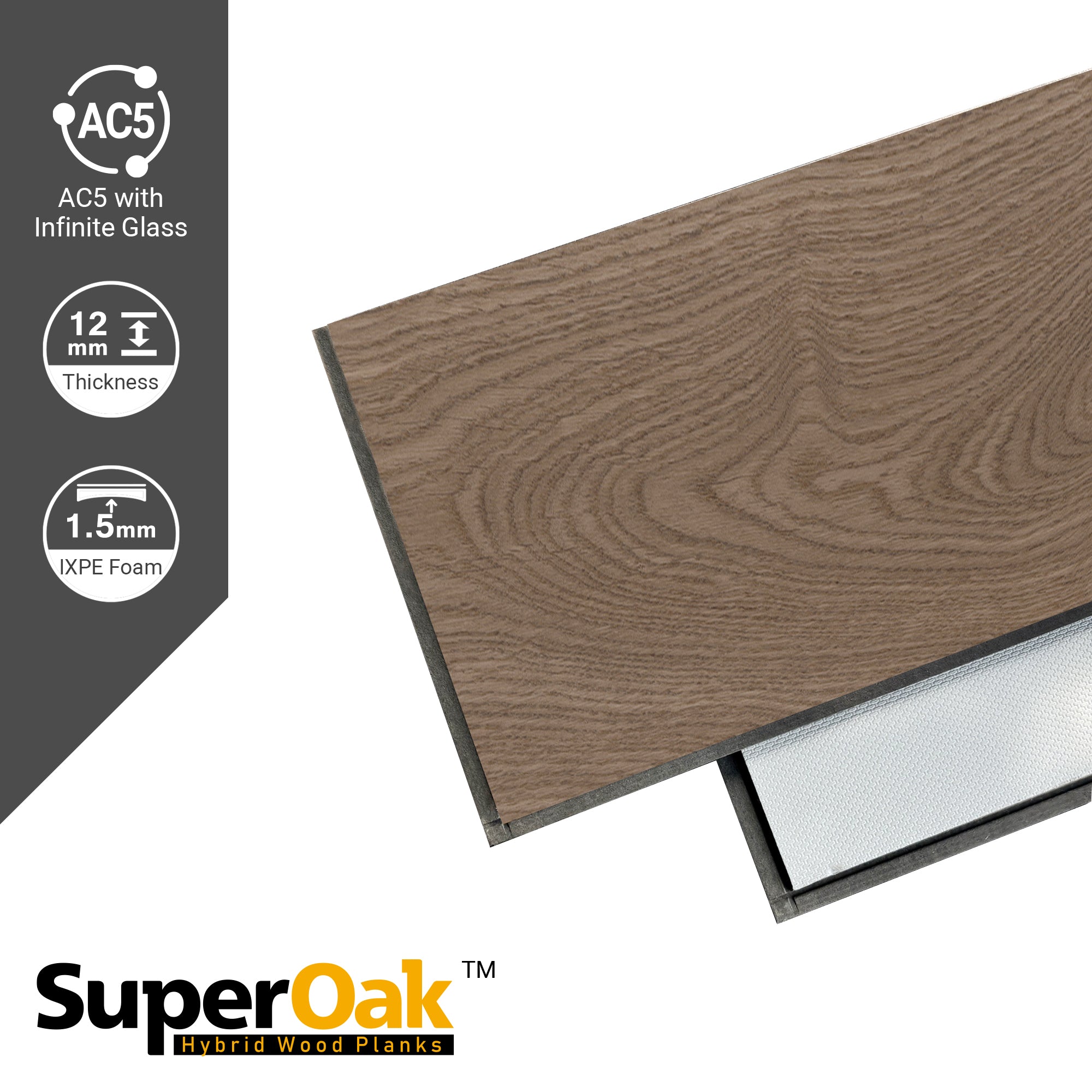 Coastal Driftwood - SuperOak Plus 12mm Hybrid Wood Plank 72.7"*9.8" - color swatch