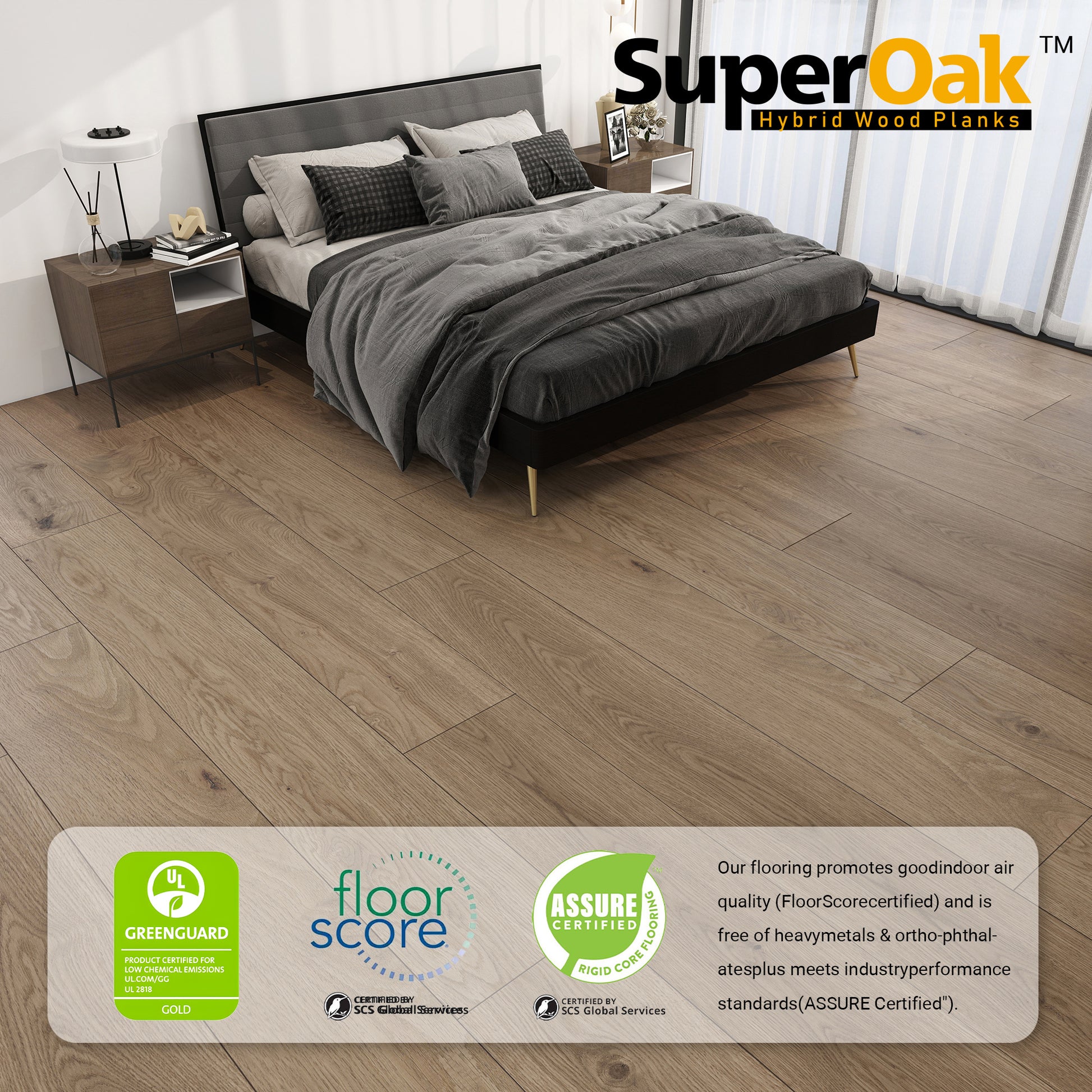 Coastal Driftwood - SuperOak Plus 12mm Hybrid Wood Plank 72.7"*9.8" - packaging