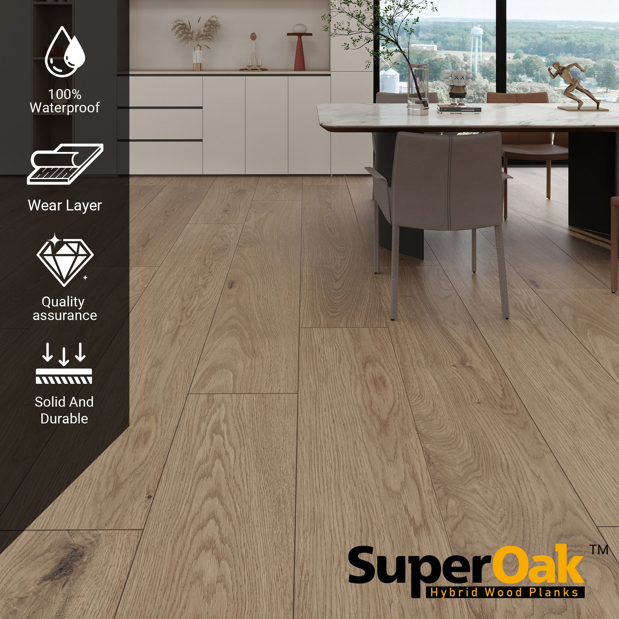 Coastal Driftwood - SuperOak Plus 12mm Hybrid Wood Plank 72.7"*9.8" - texture detail