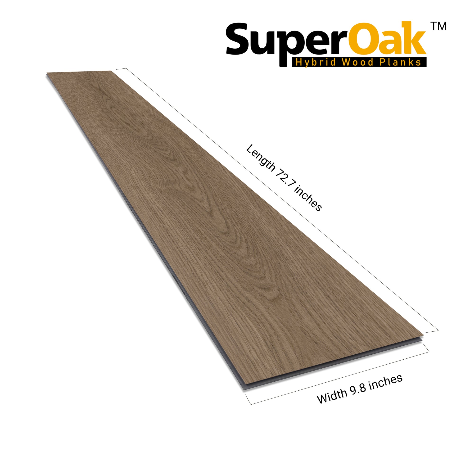 Coastal Driftwood - SuperOak Plus 12mm Hybrid Wood Plank 72.7"*9.8" - side view