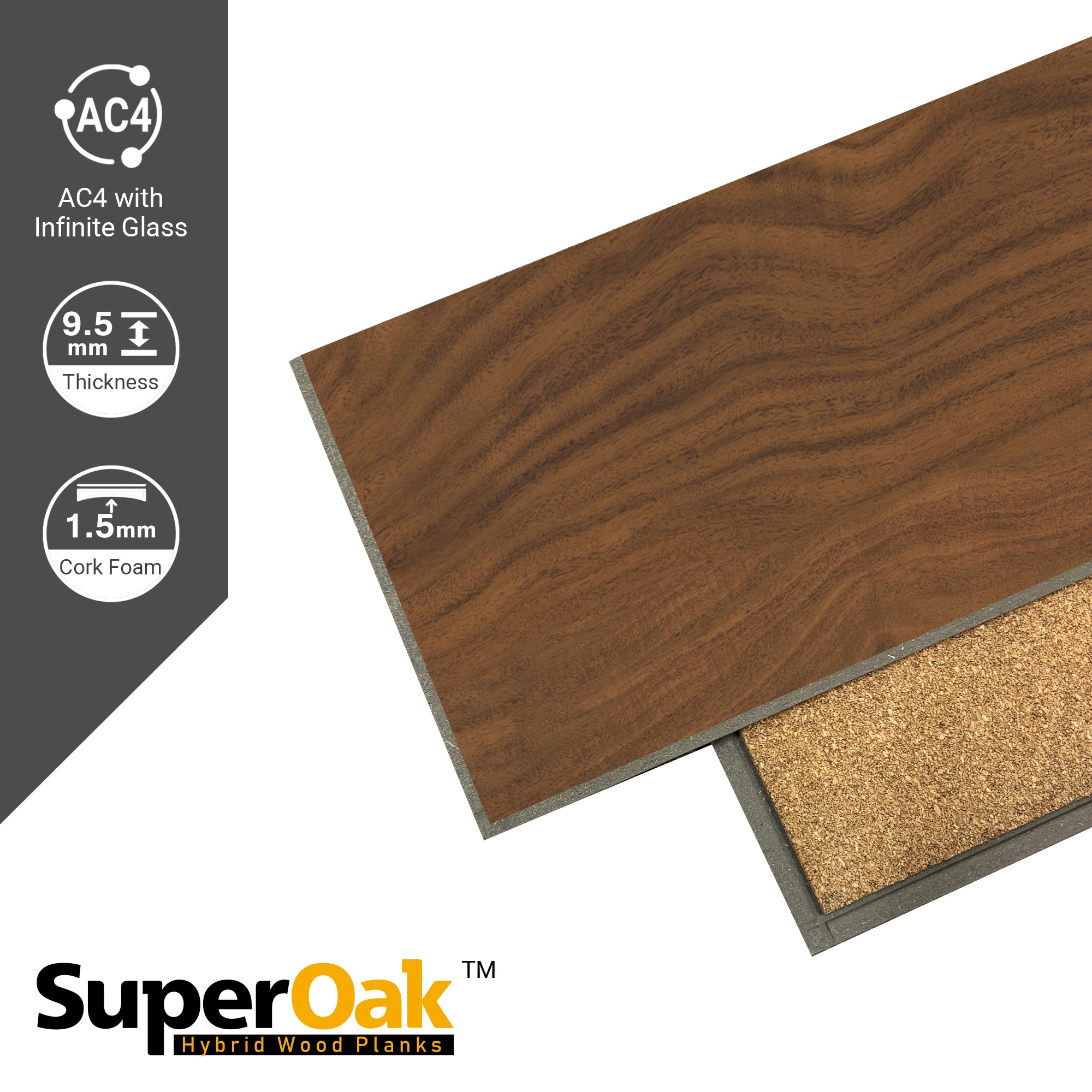 Cove Oak - SuperOak Lite 9.5mm Hybrid Wood Plank 47.78"*7.7" - color swatch