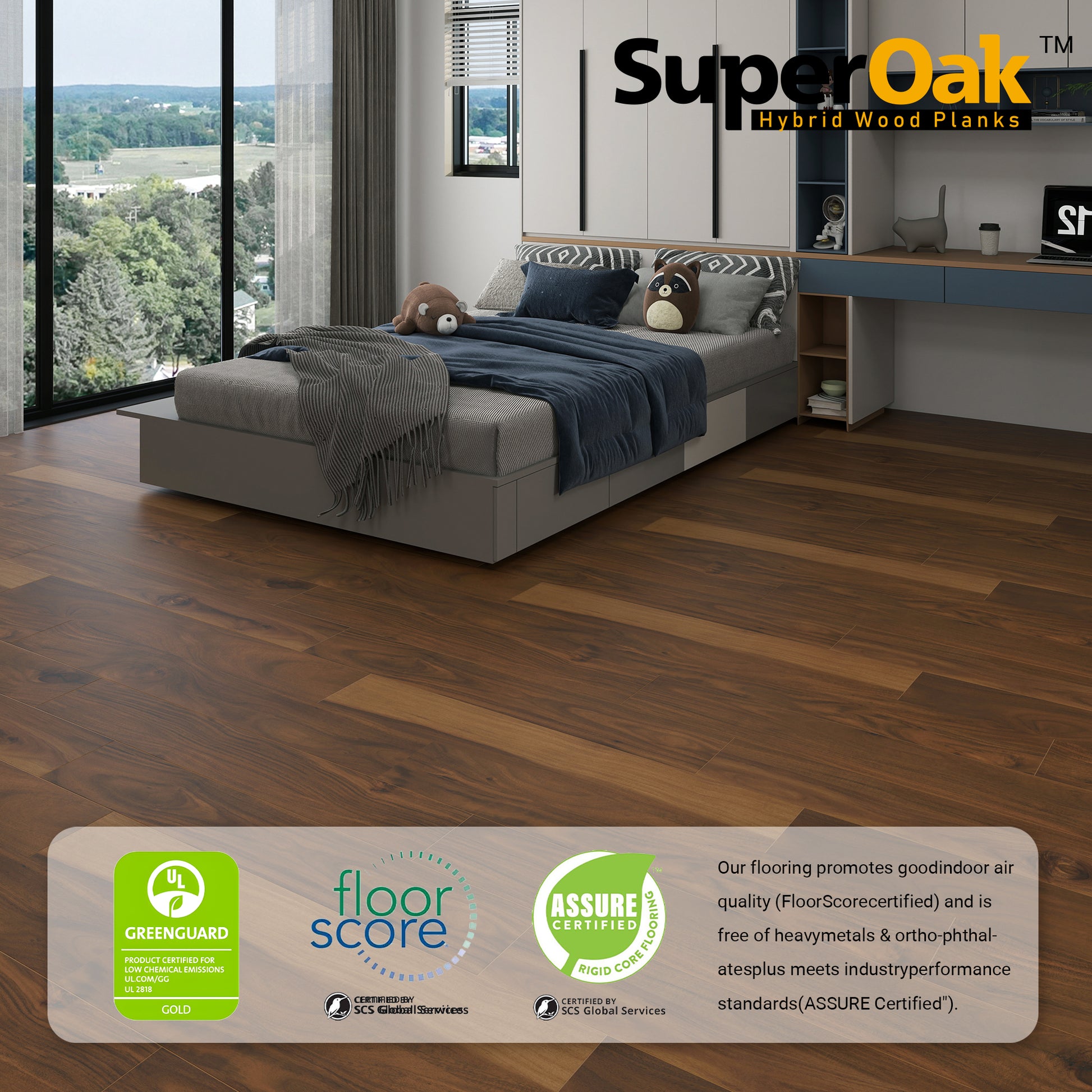 Cove Oak - SuperOak Lite 9.5mm Hybrid Wood Plank 47.78"*7.7" - packaging