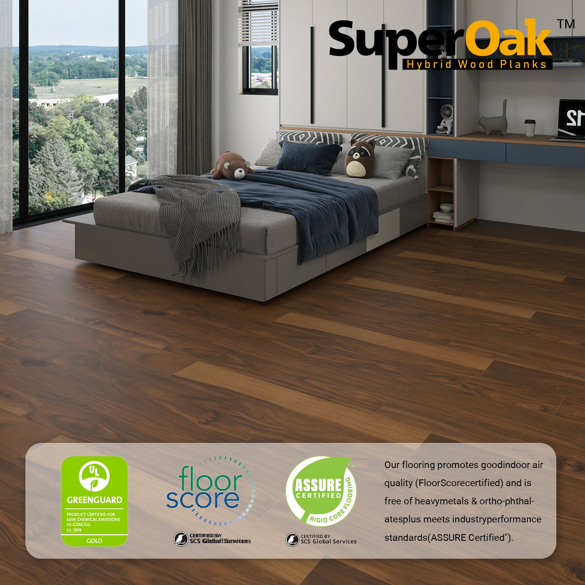 Cove Oak - SuperOak Lite 9.5mm Hybrid Wood Plank 47.78"*7.7" - packaging