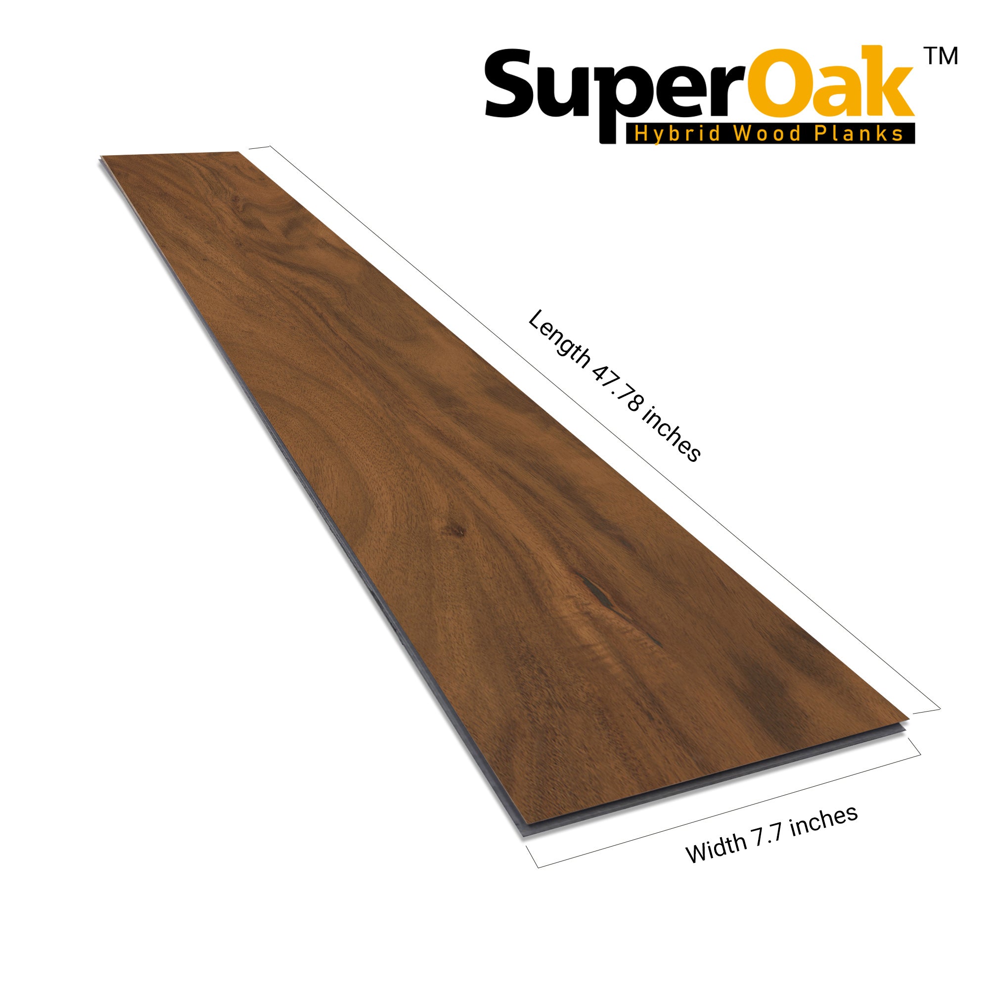 Cove Oak - SuperOak Lite 9.5mm Hybrid Wood Plank 47.78"*7.7" - side view