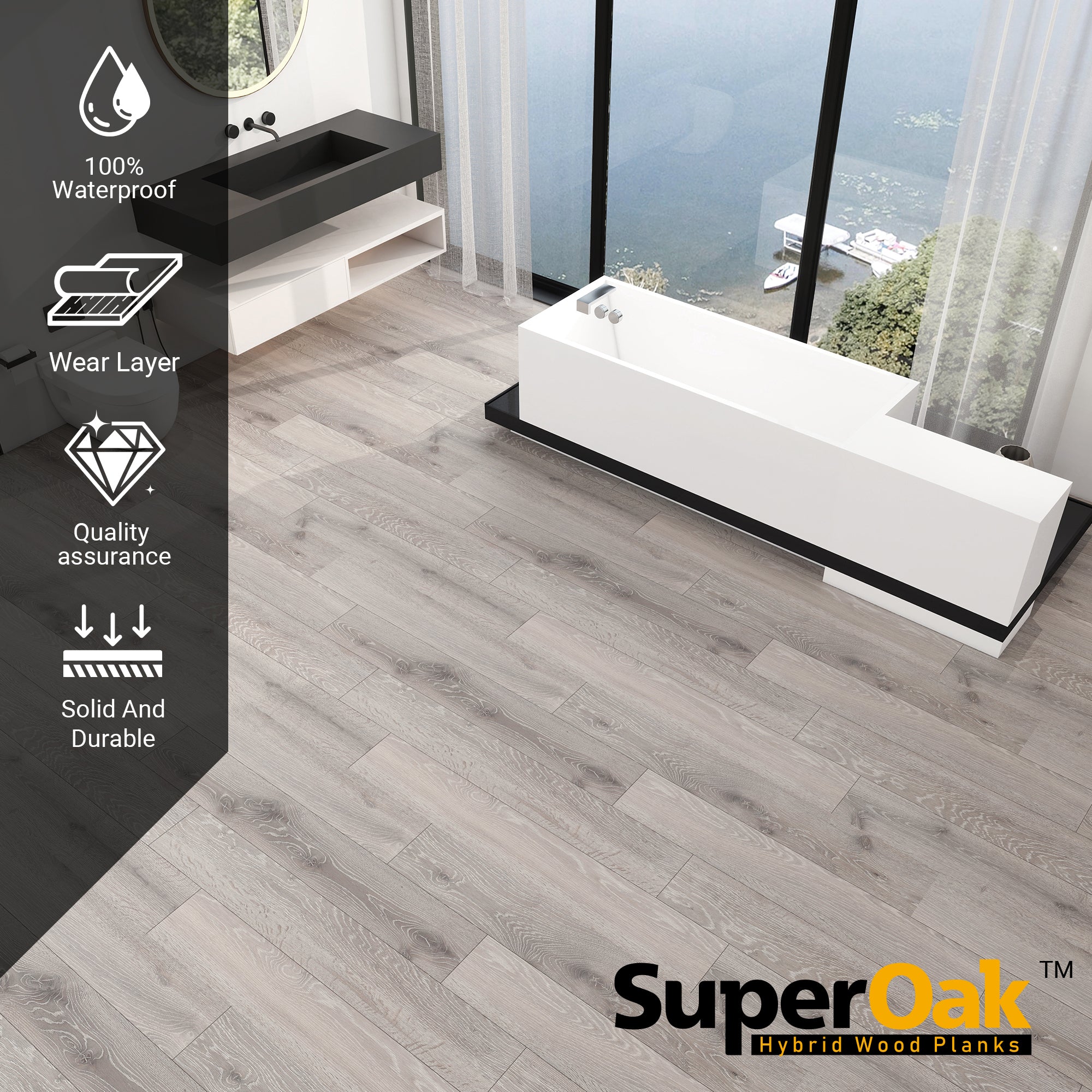 Dark Oak - SuperOak 12mm Hybrid Wood Plank 47.78"*7.7"