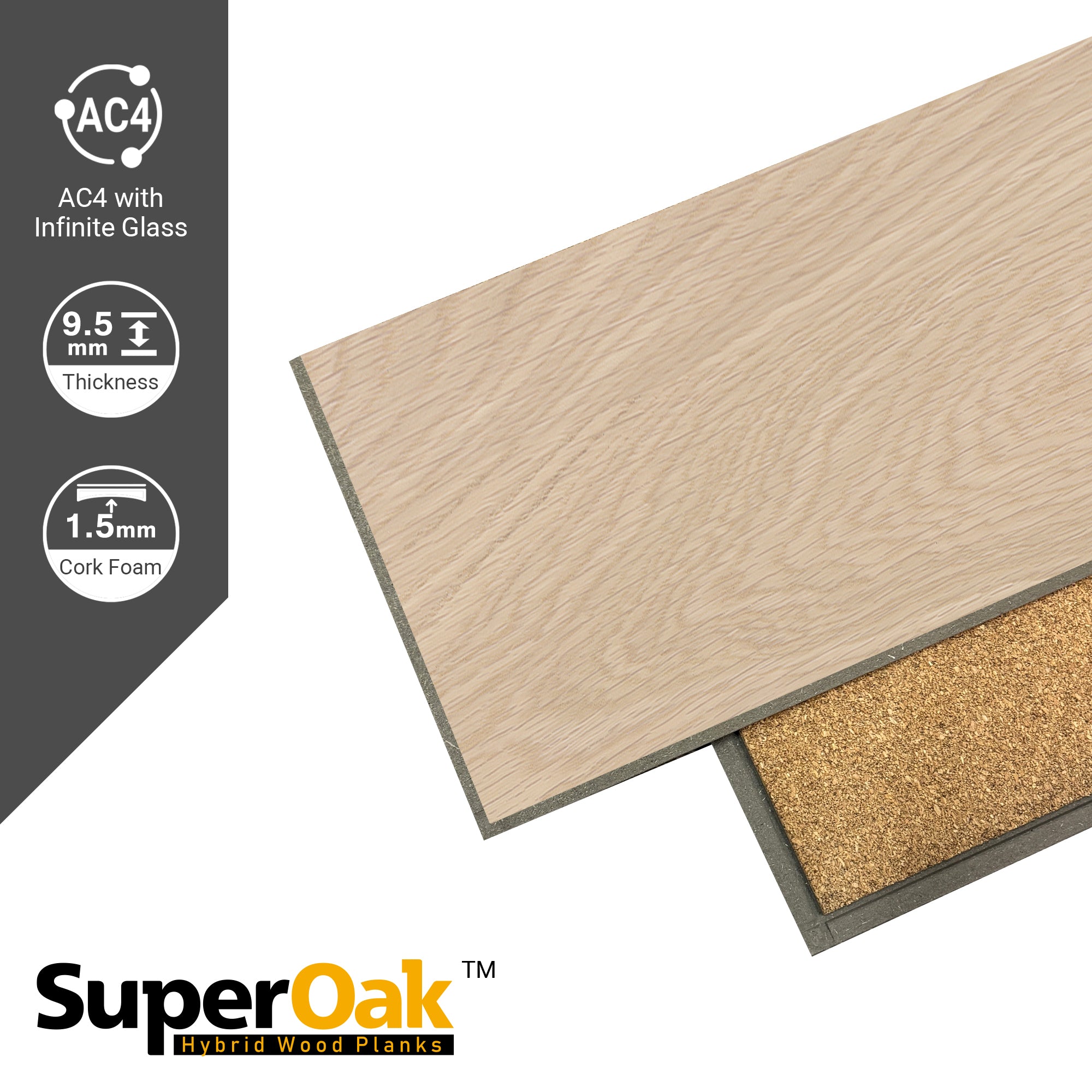 Ellwood Maple - SuperOak Lite 9.5mm Hybrid Wood Plank 47.78"*7.7"