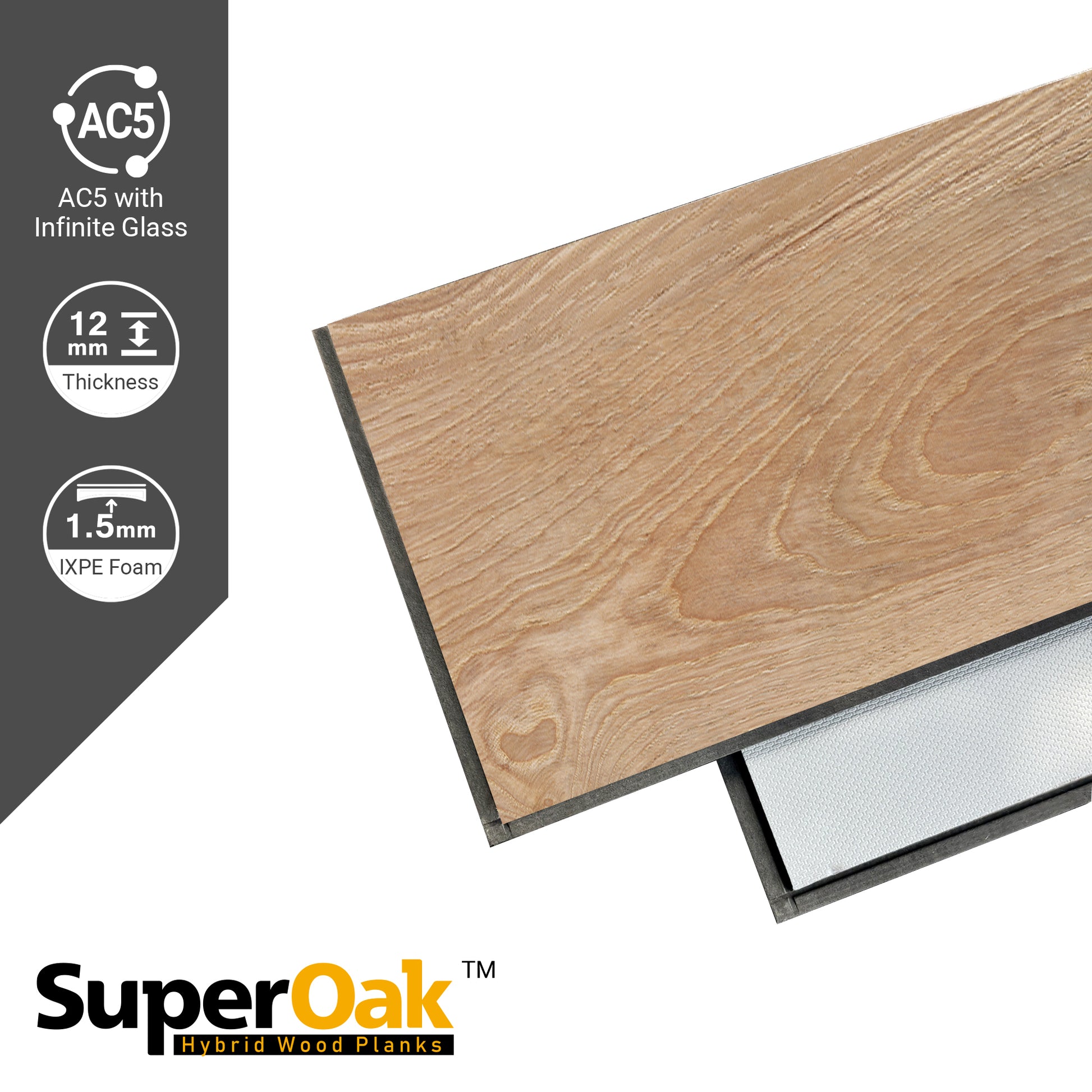 Golden Hickory - SuperOak Plus 12mm Hybrid Wood Plank 72.7"*9.8" - color swatch