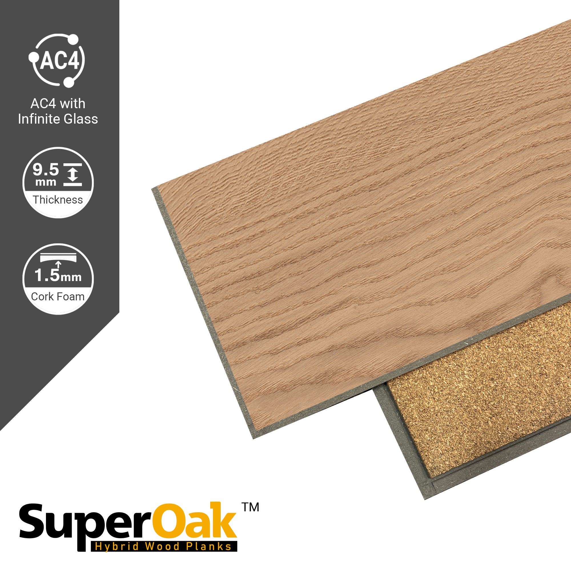 Golden Rustic- SuperOak Lite 9.5mm Hybrid Wood Plank 47.78"*7.7"