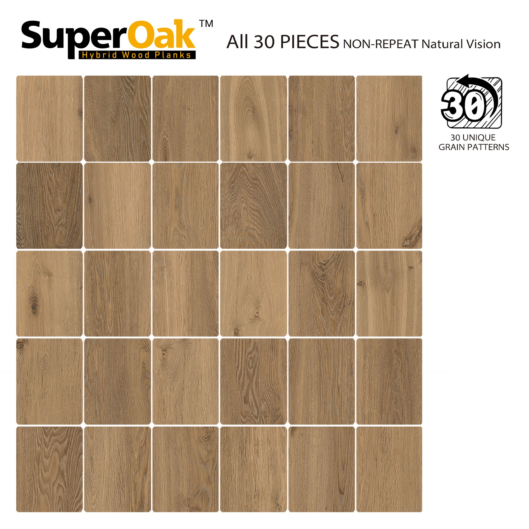 Golden Rustic- SuperOak Lite 9.5mm Hybrid Wood Plank 47.78"*7.7"