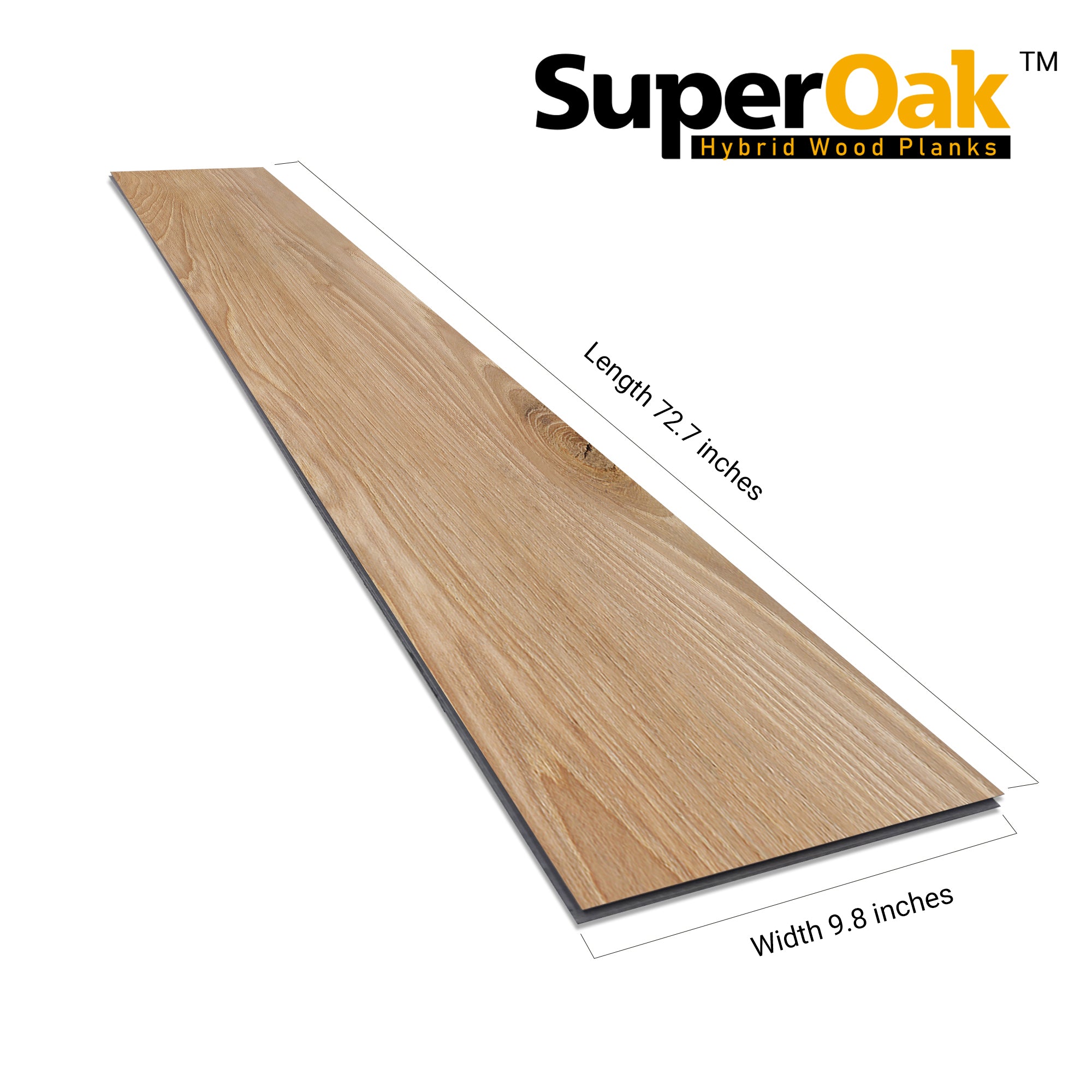 Golden Hickory - SuperOak Plus 12mm Hybrid Wood Plank 72.7"*9.8" - side view